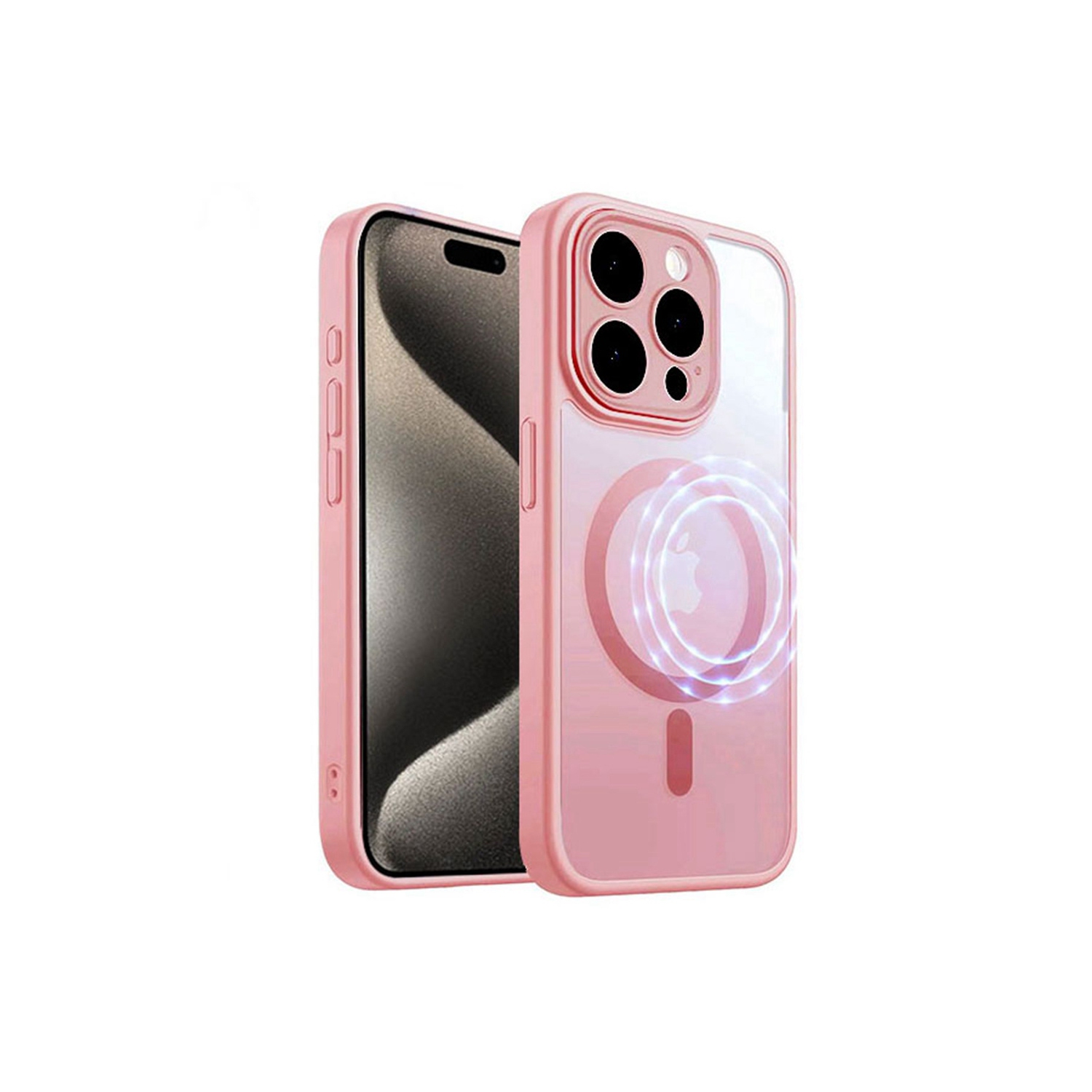 [CS] Étui magnétique en silicone mat avec MagSafe pour iPhone 15 Pro, rose doré