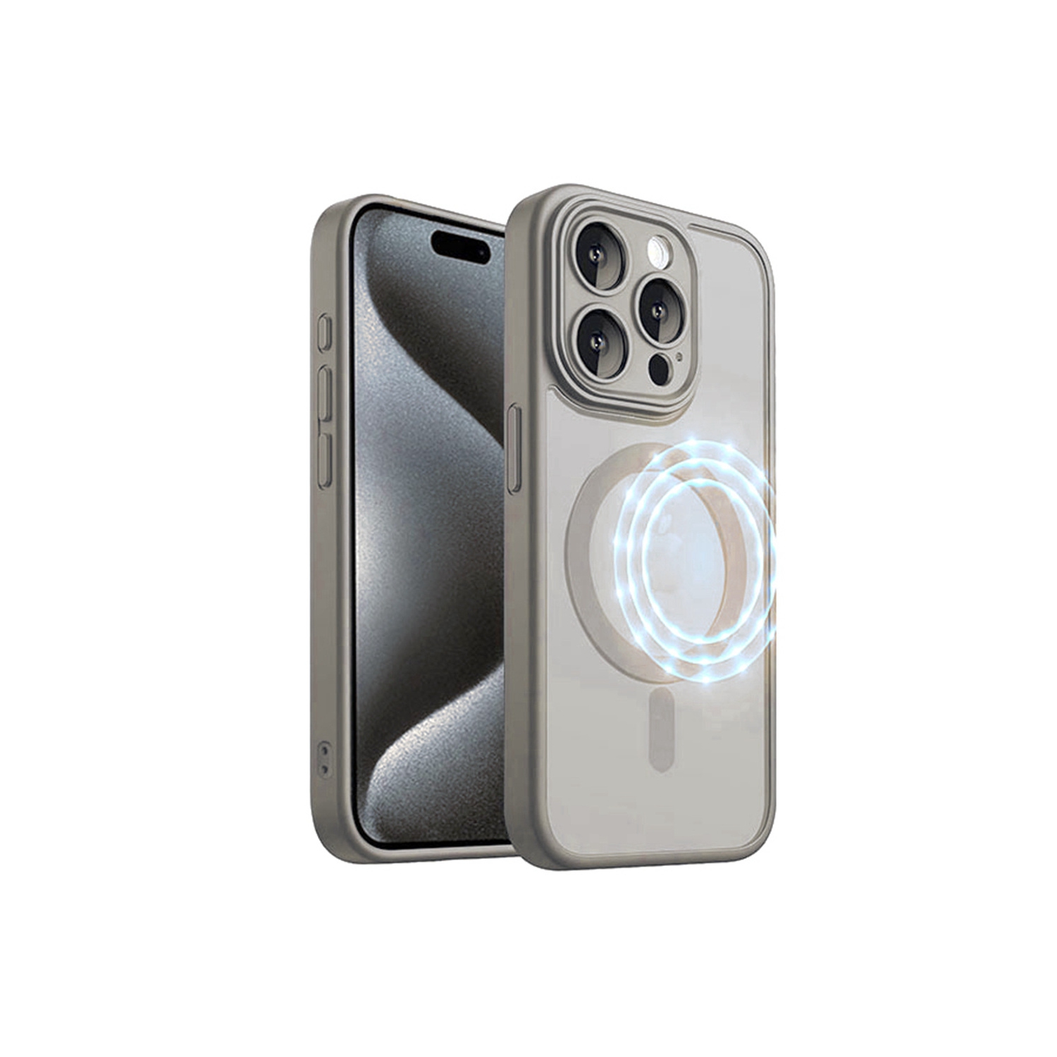 [CS] Matte Silicone Hybrid Magnetic MagSafe Case Cover for iPhone 15, Grey