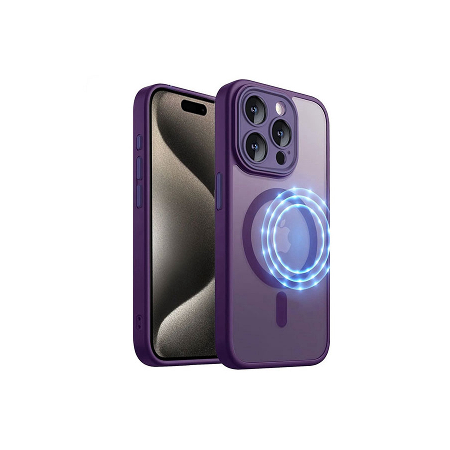 [CS] Matte Silicone Hybrid Magnetic MagSafe Case Cover for iPhone 11 Pro, Dark Purple