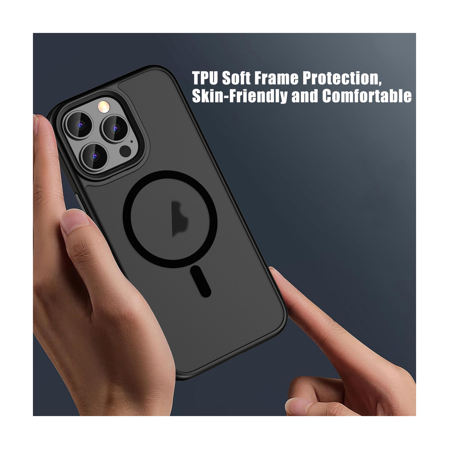 [CS] Matte Silicone Hybrid Magnetic MagSafe Case Cover for iPhone 11 Pro, Navy