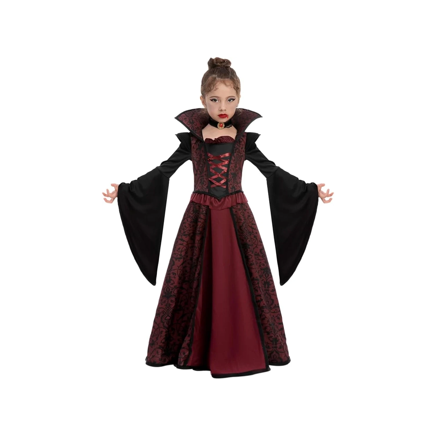 Costume de vampire royal pour filles – tenue d'Halloween, jeux de rôle, jeux de cosplay et fêtes sur le thème des vampires. 3-14 ans