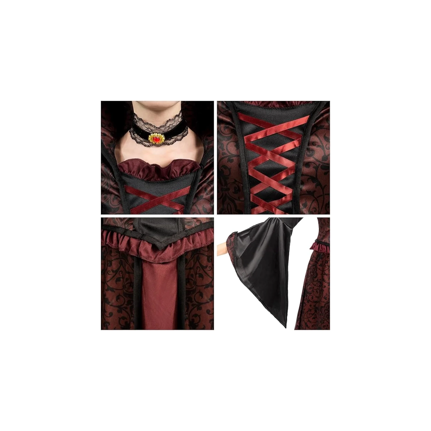 Costume de vampire royal pour filles – tenue d'Halloween, jeux de rôle, jeux de cosplay et fêtes sur le thème des vampires. 3-14 ans