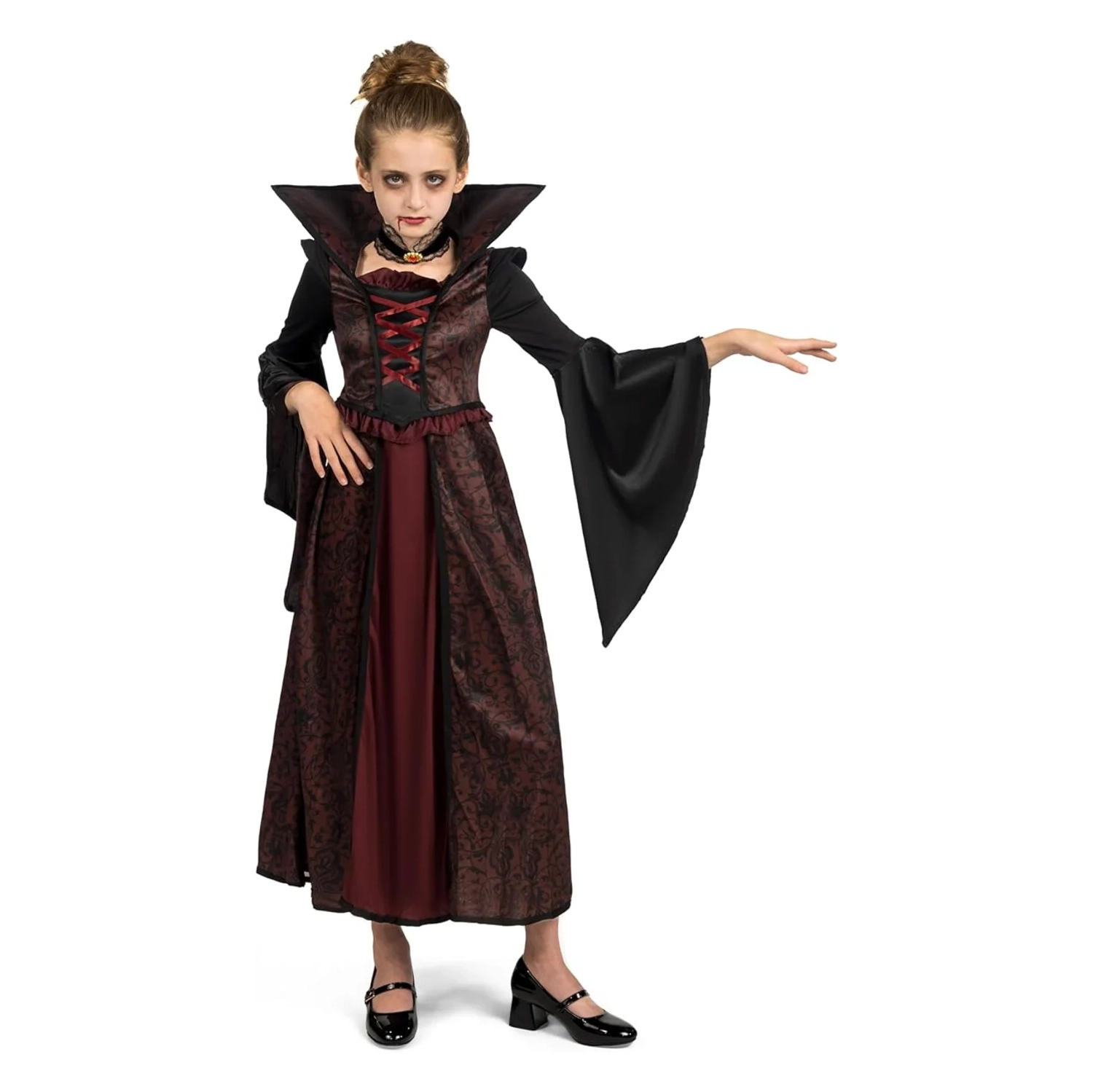 Costume de vampire royal pour filles – tenue d'Halloween, jeux de rôle, jeux de cosplay et fêtes sur le thème des vampires. 3-14 ans