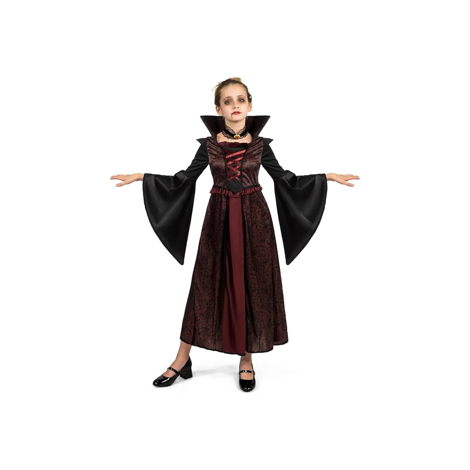 Costume de vampire royal pour filles – tenue d'Halloween, jeux de rôle, jeux de cosplay et fêtes sur le thème des vampires. 3-14 ans
