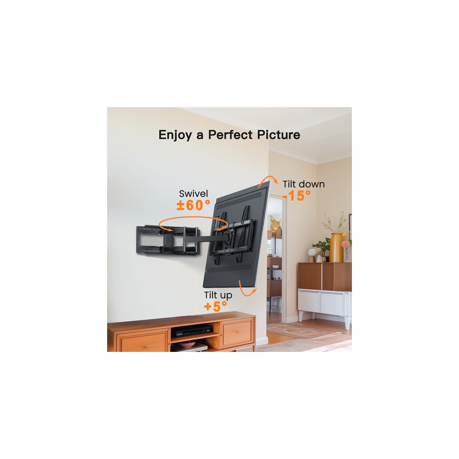 Support mural articulé PERLESMITH pour téléviseur de 50 à 90&nbsp;po