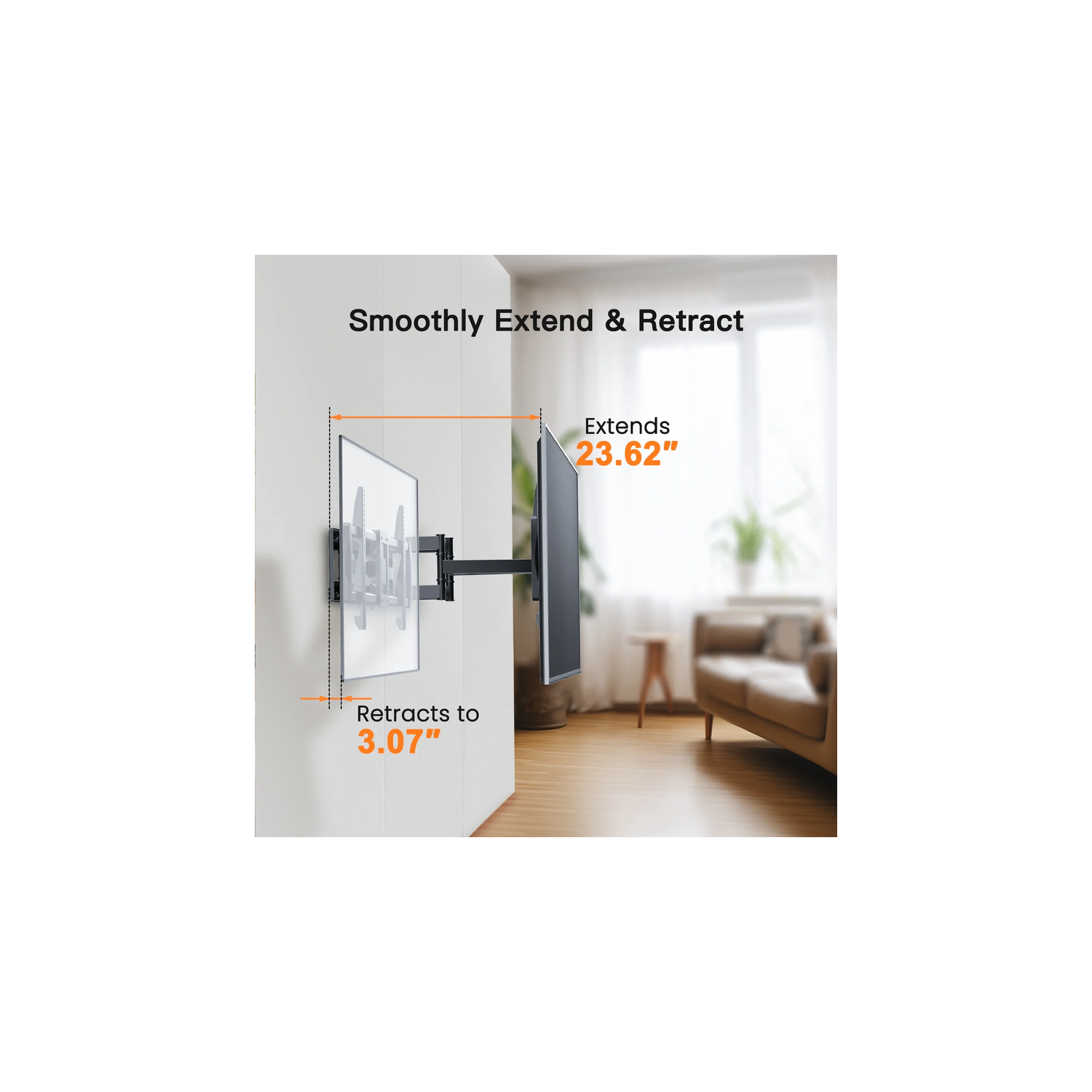 Support mural articulé PERLESMITH pour téléviseur de 50 à 90&nbsp;po