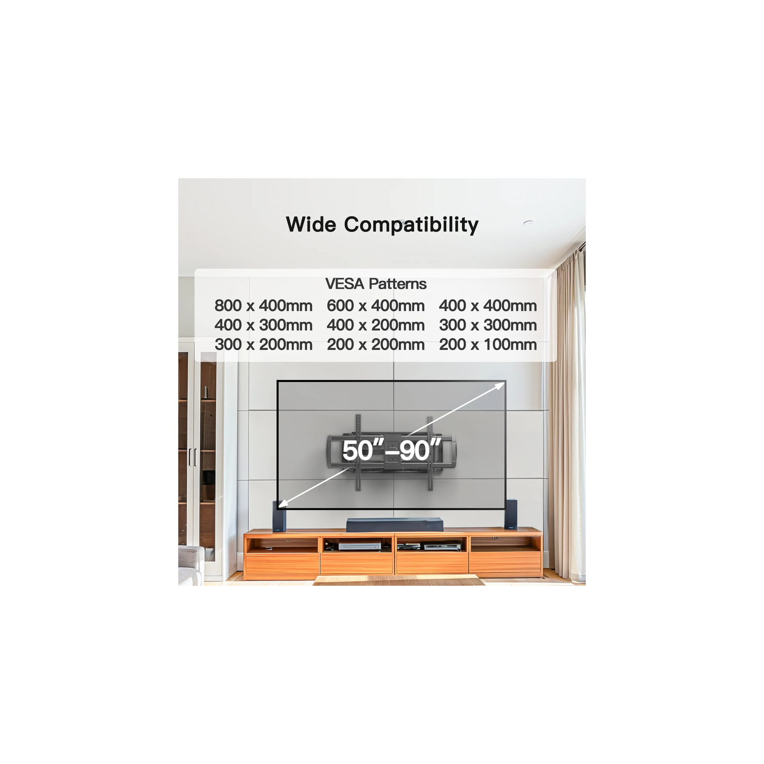 Support mural articulé PERLESMITH pour téléviseur de 50 à 90&nbsp;po