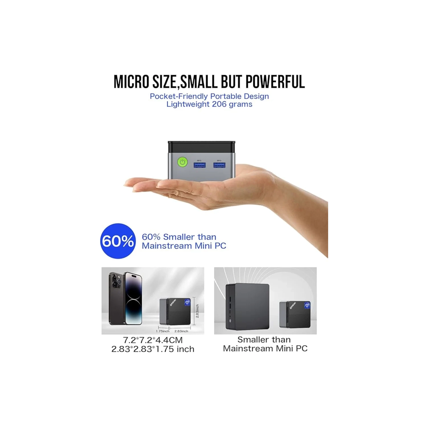 GMKtec Mini PC N97 with Windows 11 Pro – 12th Gen Intel Alder Lake, 12GB DDR5, 256GB SSD for Business & Office