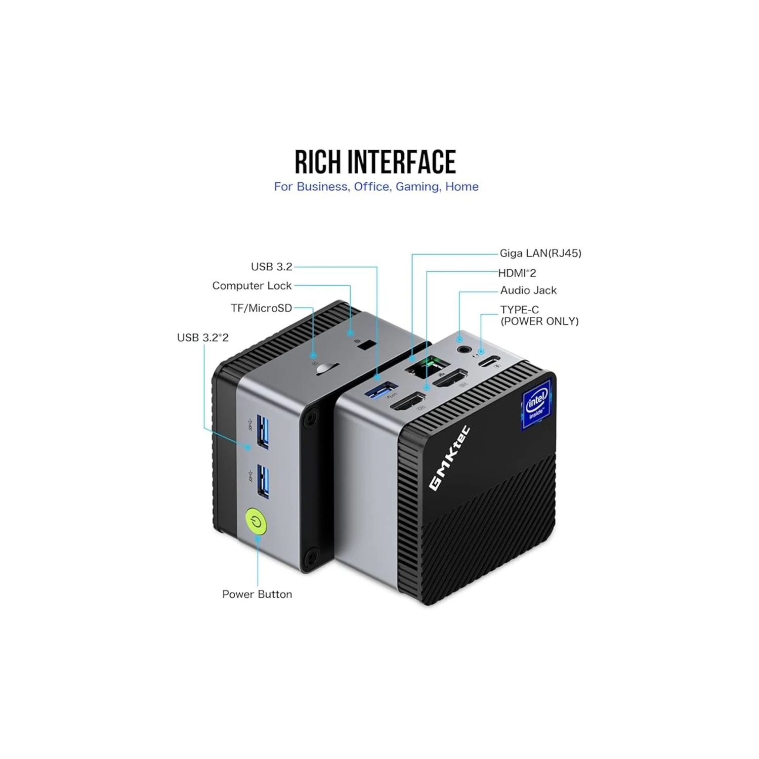 GMKtec Mini PC N97 with Windows 11 Pro – 12th Gen Intel Alder Lake, 12GB DDR5, 256GB SSD for Business & Office