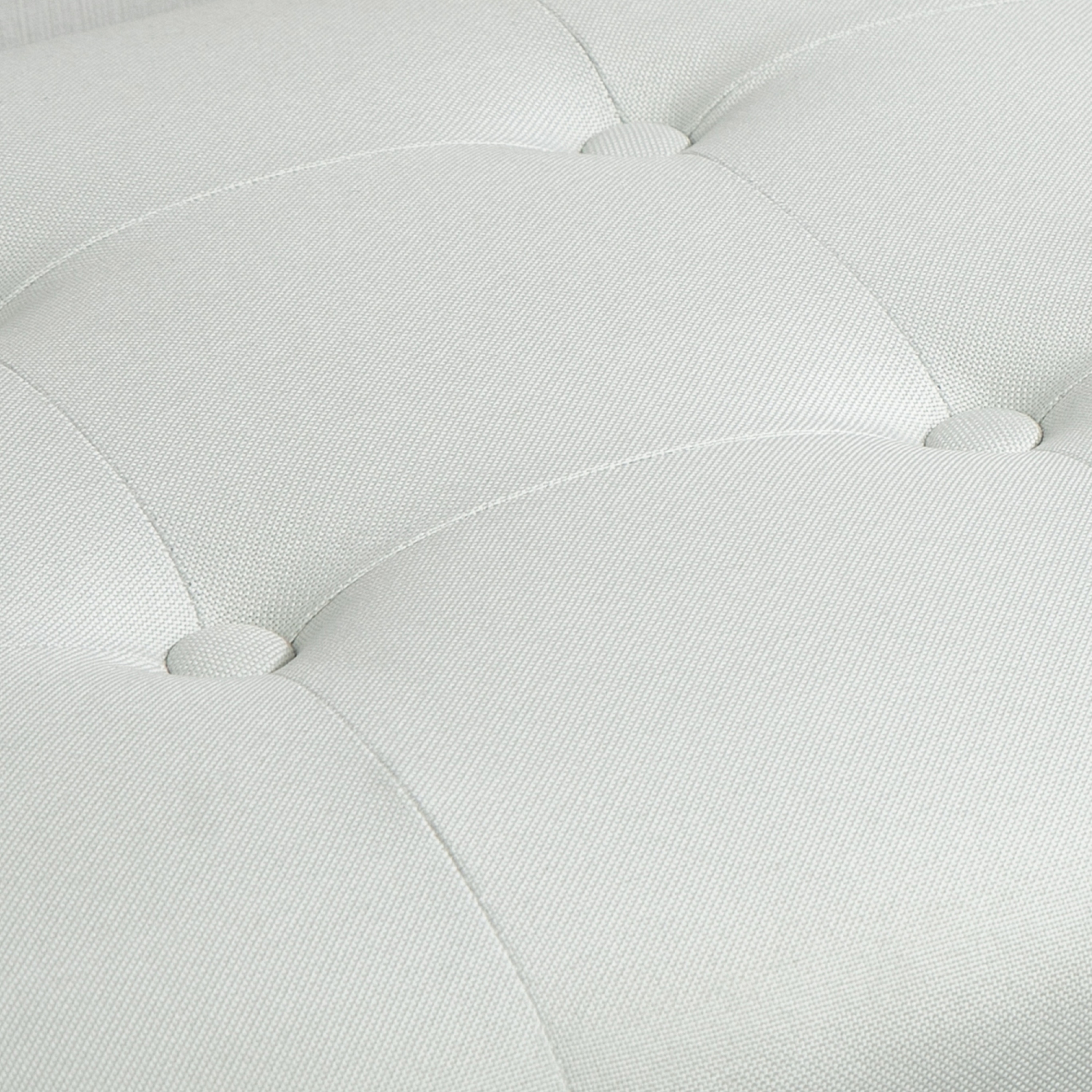 HOMCOM Button Tufted Bedroom Entryway Bench, Linen Fabric Upholstered Ottoman Bench with Arms and Nailhead Trim for Living Room, Hallway, Cream White