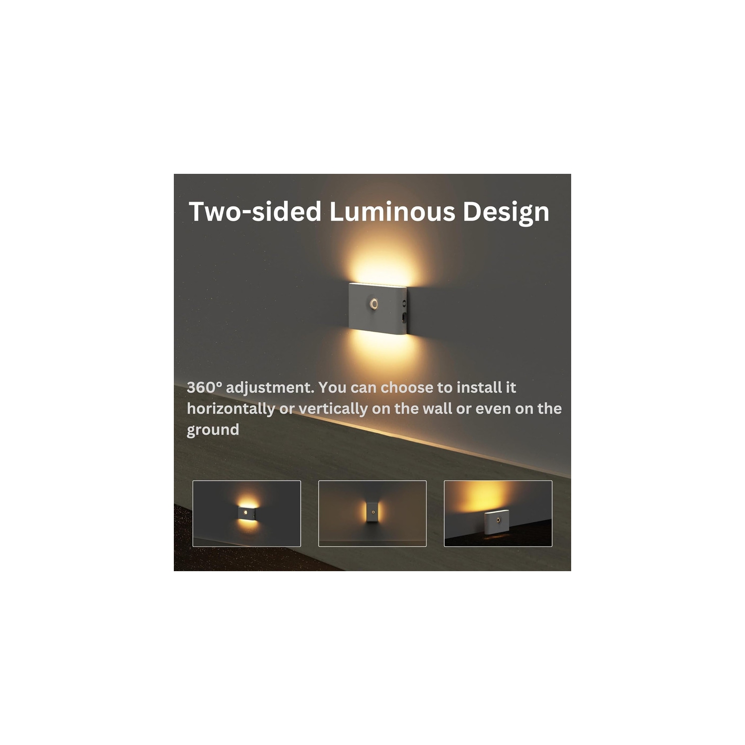 Rechargeable Night Lights with Motion Sensors - [2 Pack] Wireless Stick on Motion Detection Lights with Warm & Soft Glow, Ideal for Bathroom,