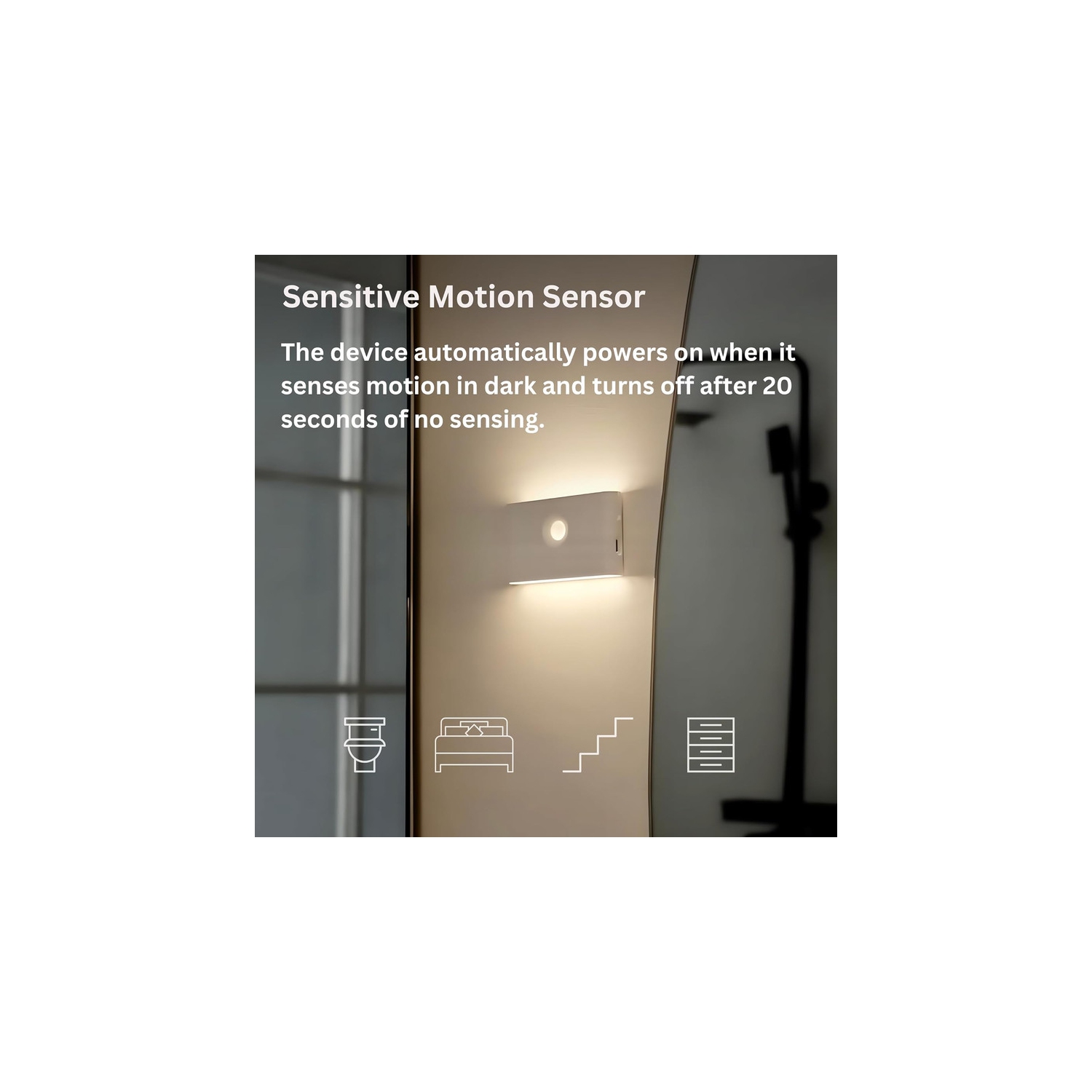 Rechargeable Night Lights with Motion Sensors - [2 Pack] Wireless Stick on Motion Detection Lights with Warm & Soft Glow, Ideal for Bathroom,