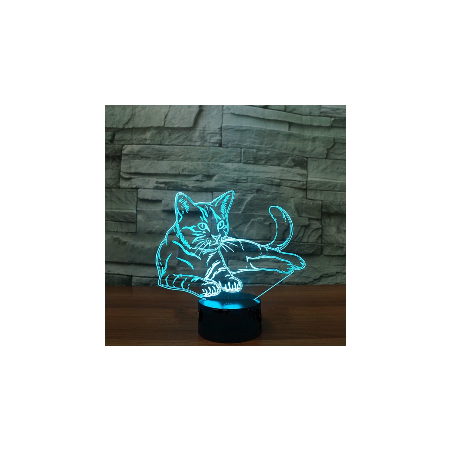 3D Animal Cat Night Light Touch Table Desk Optical Illusion Lamps 16 Color Changing Remote Control Lights Home Decoration Xmas Birthday Gift
