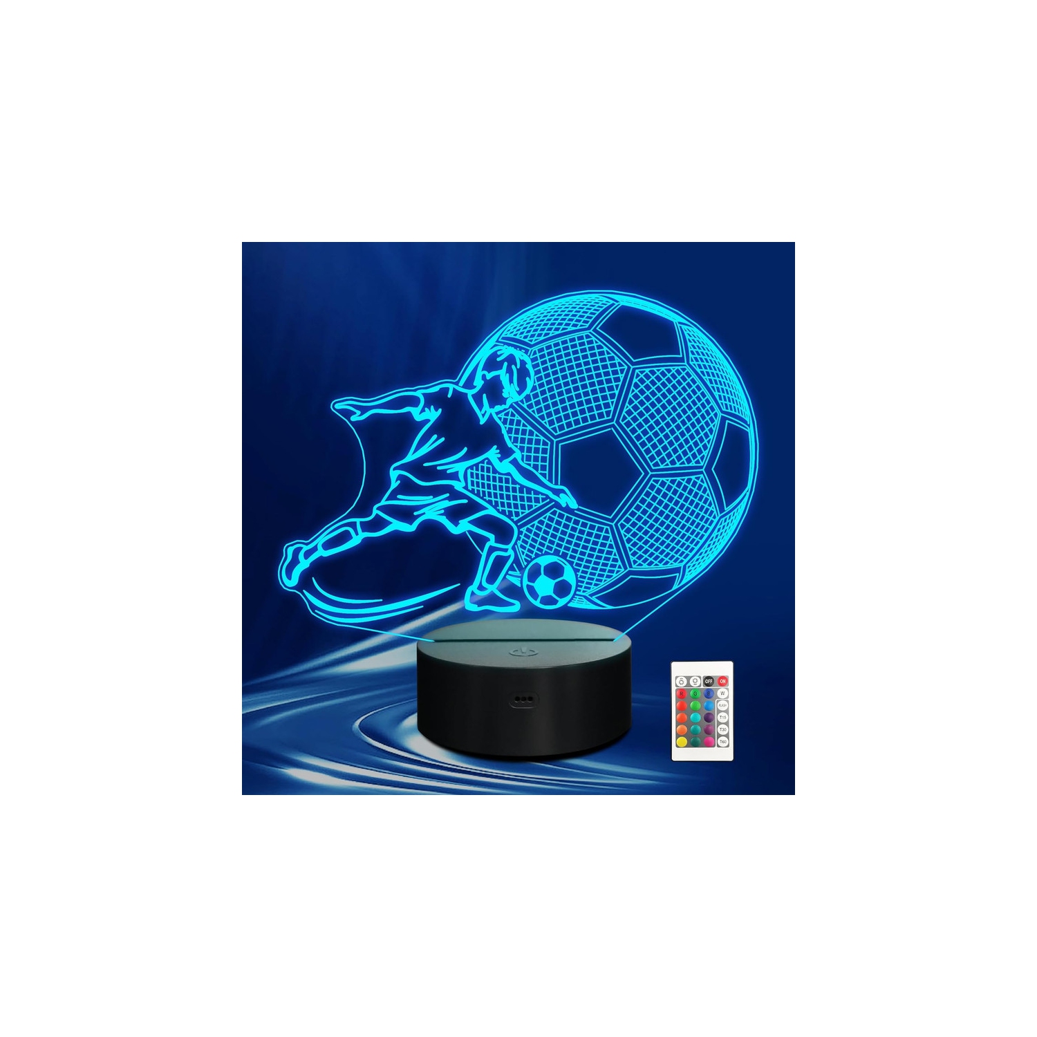 Soccer Night Light, 3D LED Optical Illusion Lamp with Remote Control and Timer, Christmas and Birthday Soccer Gifts for Boys Kids Teens