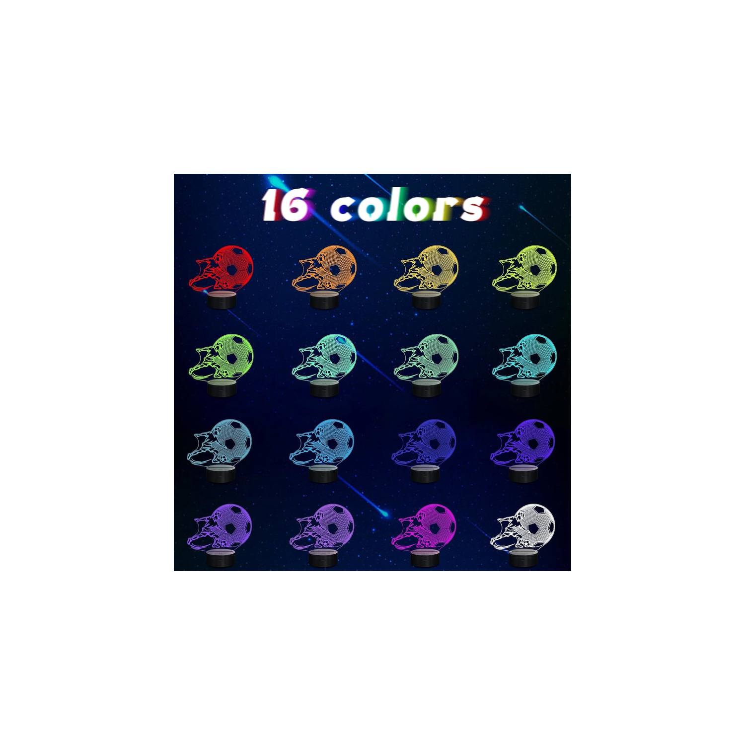 Soccer Night Light, 3D LED Optical Illusion Lamp with Remote Control and Timer, Christmas and Birthday Soccer Gifts for Boys Kids Teens