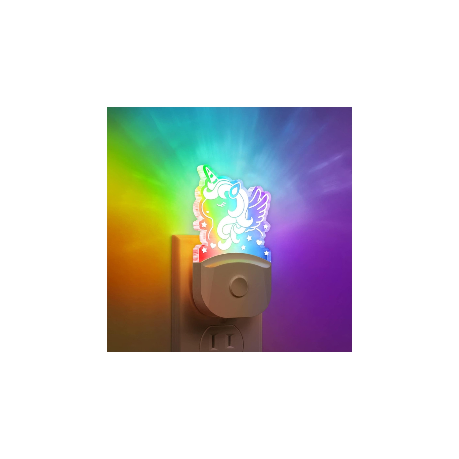 Cute Night Light for Kids [Paquet de 2], lampe de nuit à brancher, veilleuse à 8 couleurs changeantes avec capteur crépuscule à l'aube, veilleuses