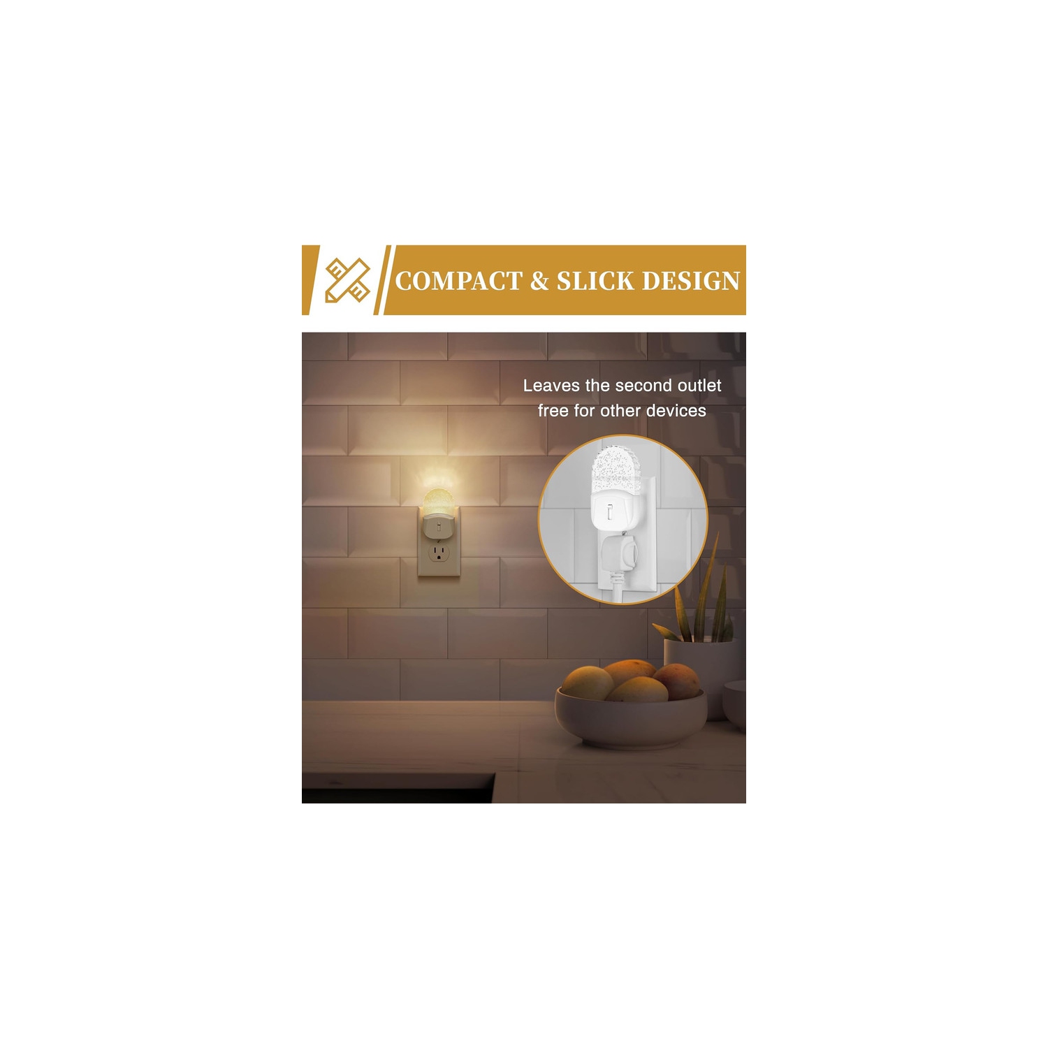 LED Night Light, Baby Night Light [2 Pack], Plug in Night Light with Auto Dusk to Dawn Sensor, Adjustable Brightness Night Light