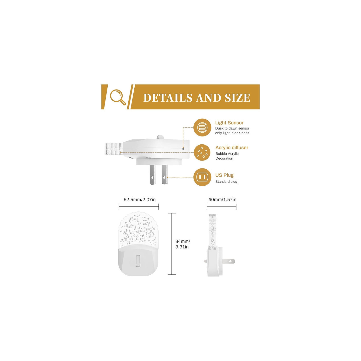 LED Night Light, Baby Night Light [2 Pack], Plug in Night Light with Auto Dusk to Dawn Sensor, Adjustable Brightness Night Light