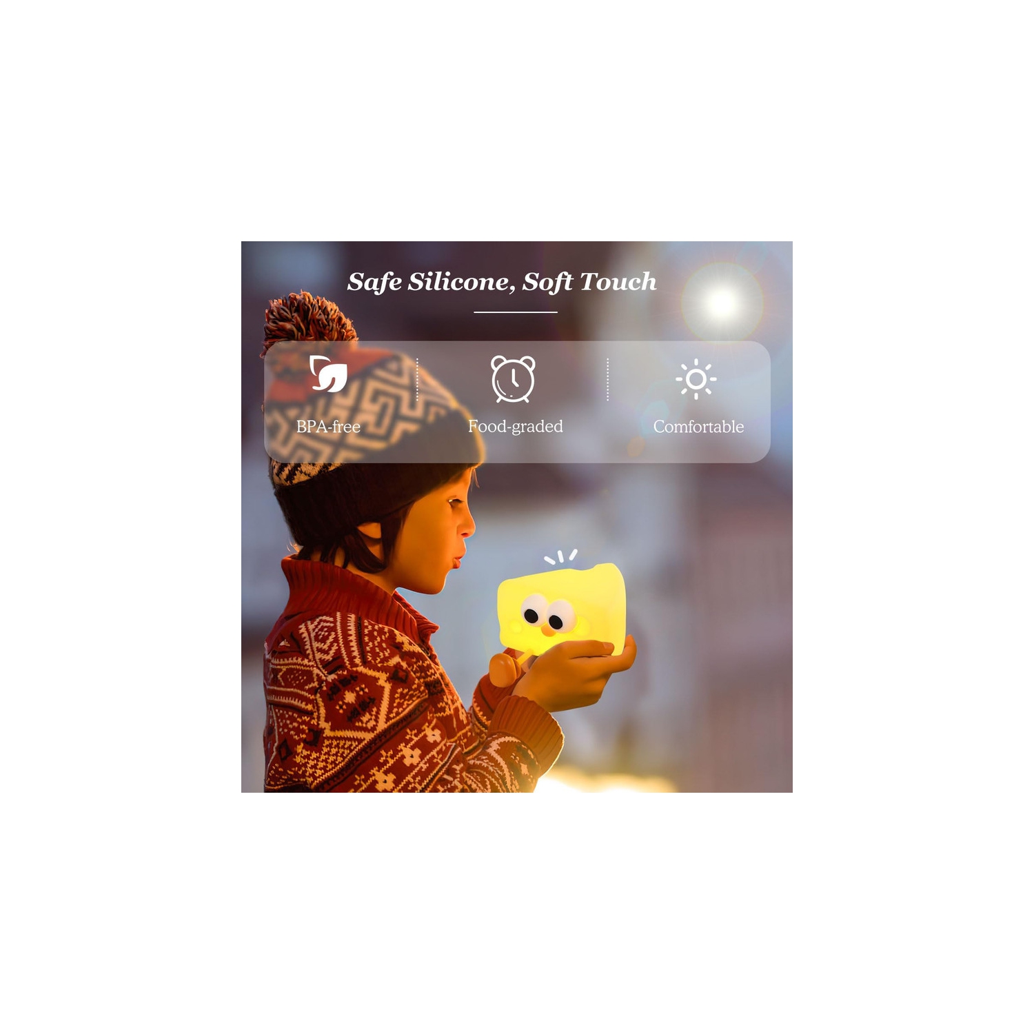 Veilleuse en forme de fromage mignon, veilleuse avec minuterie et luminosité de 2 degrés, lampe de table à robinet rechargeable en silicone Squishy