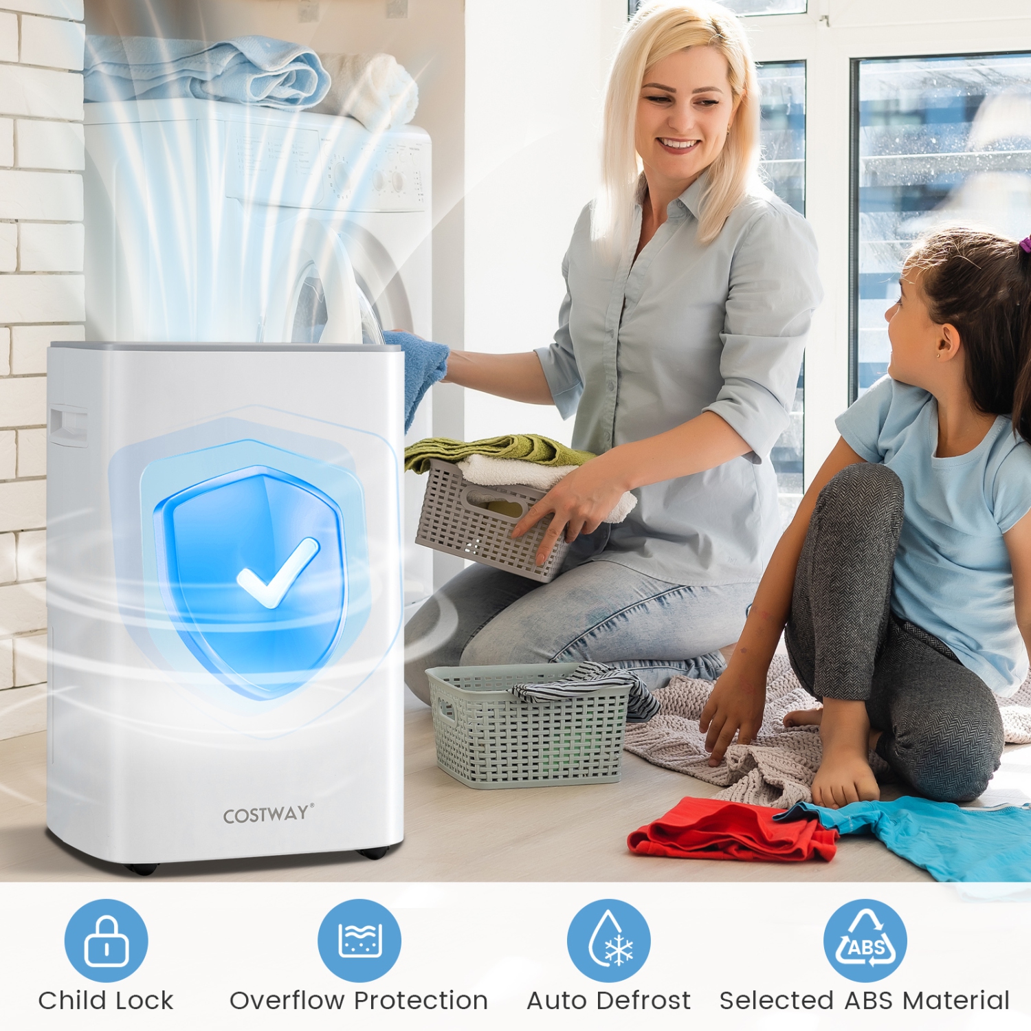 Costway 52 Pint Dehumidifier for Basement 4500 Sq. Ft Portable Dehumidifier 24H Timer