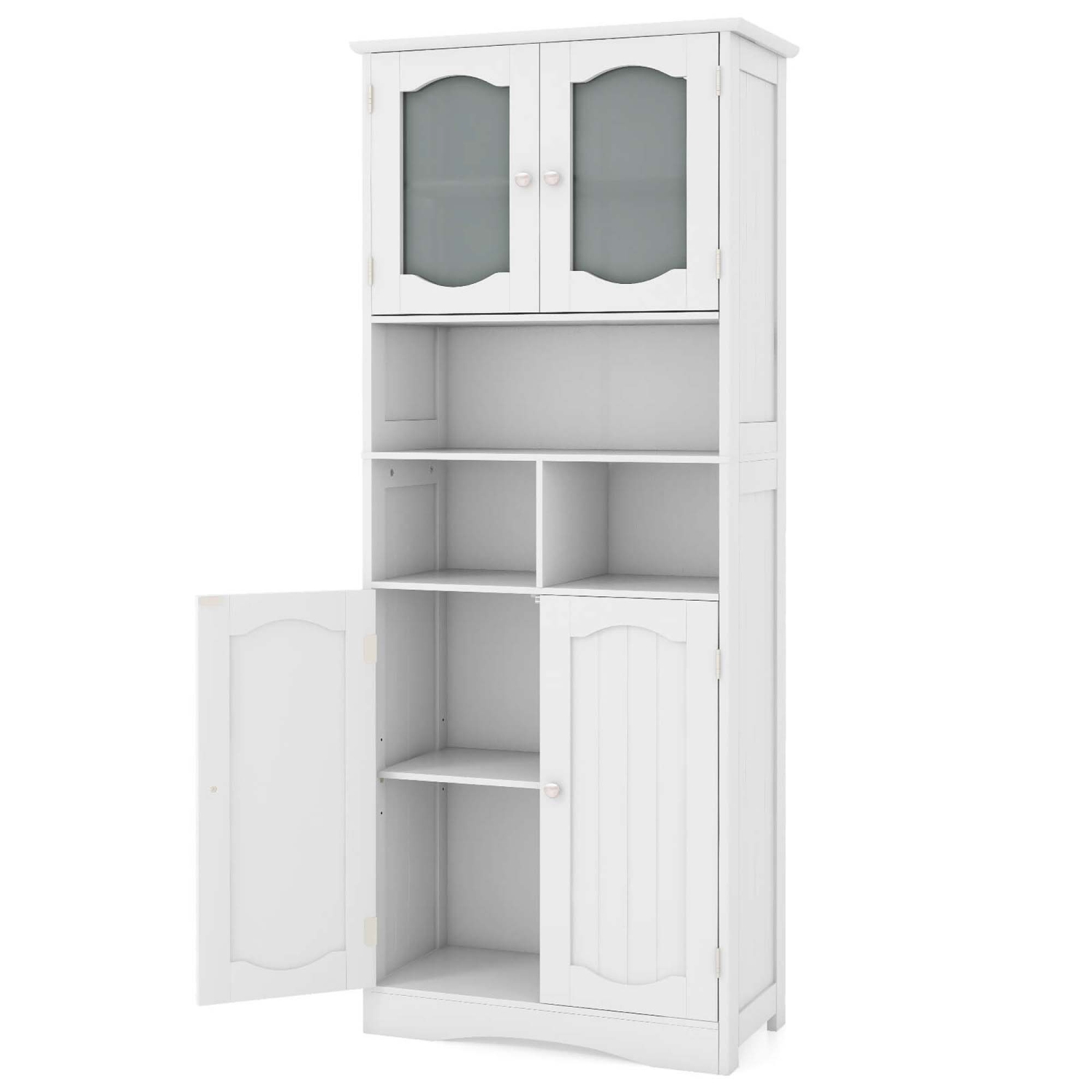 Costway 58.5" Tall Bathroom Storage Cabinet Freestanding Linen Cabinet with Shelves