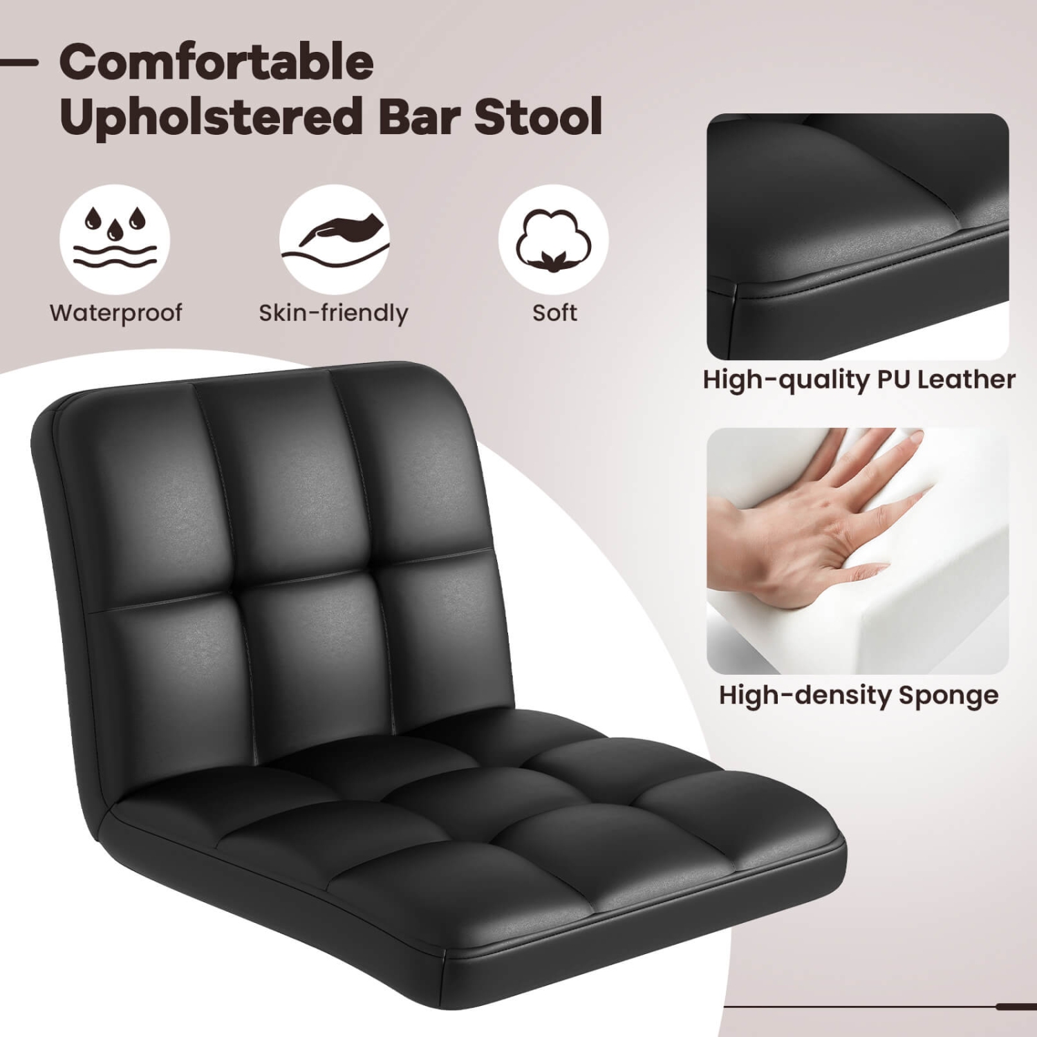 Ensemble de 4 tabourets de bar pivotants modernes de Costway avec base en métal robuste et repose-pieds arrière