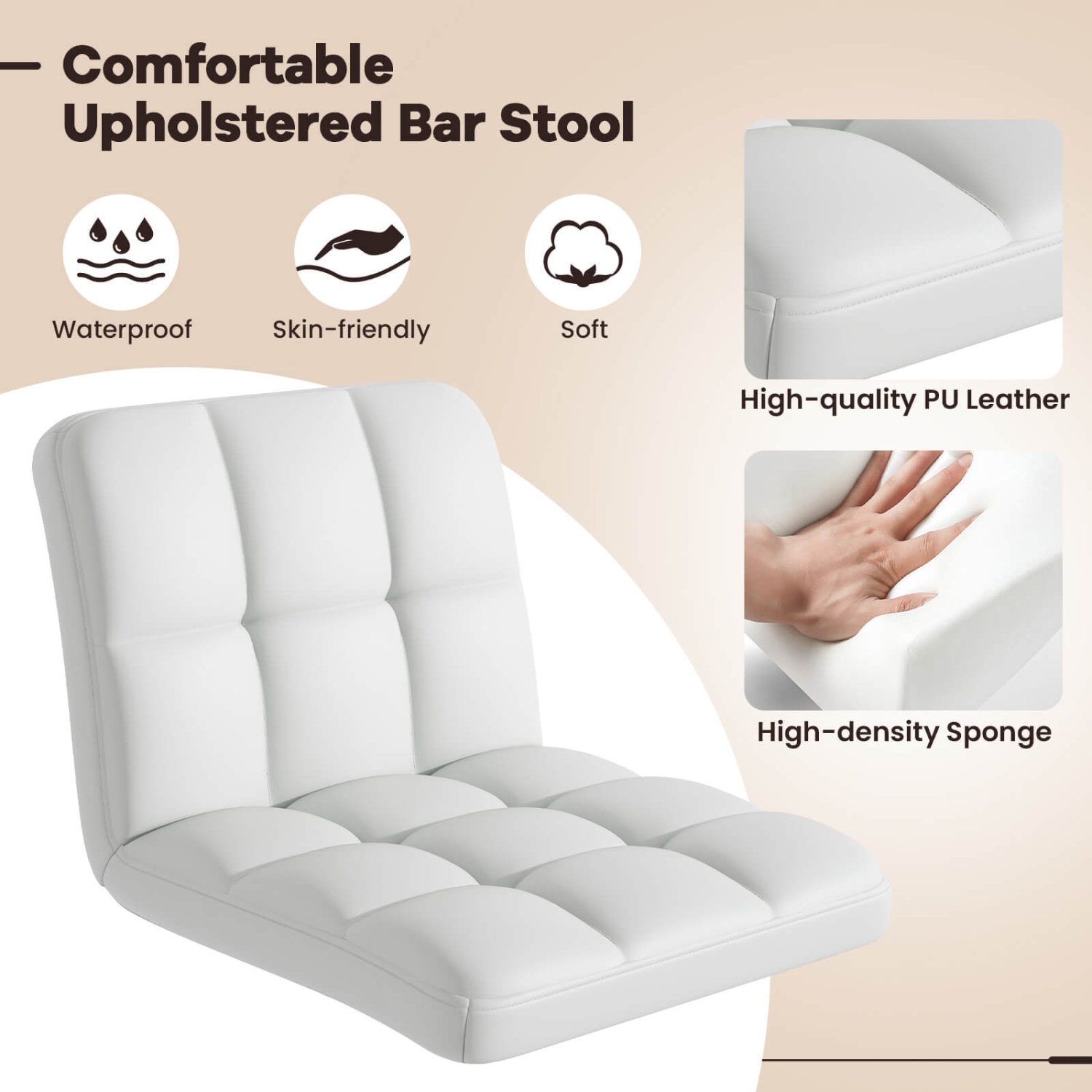 Ensemble de 4 tabourets de bar pivotants modernes de Costway avec base en métal robuste et repose-pieds arrière