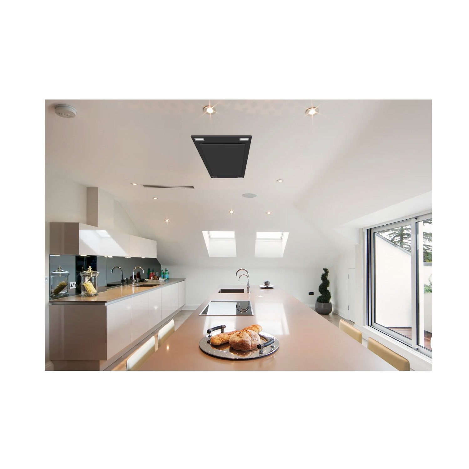 VICTORY 600 CFM Black Flush Ceiling Mount Range Hood- Sunset