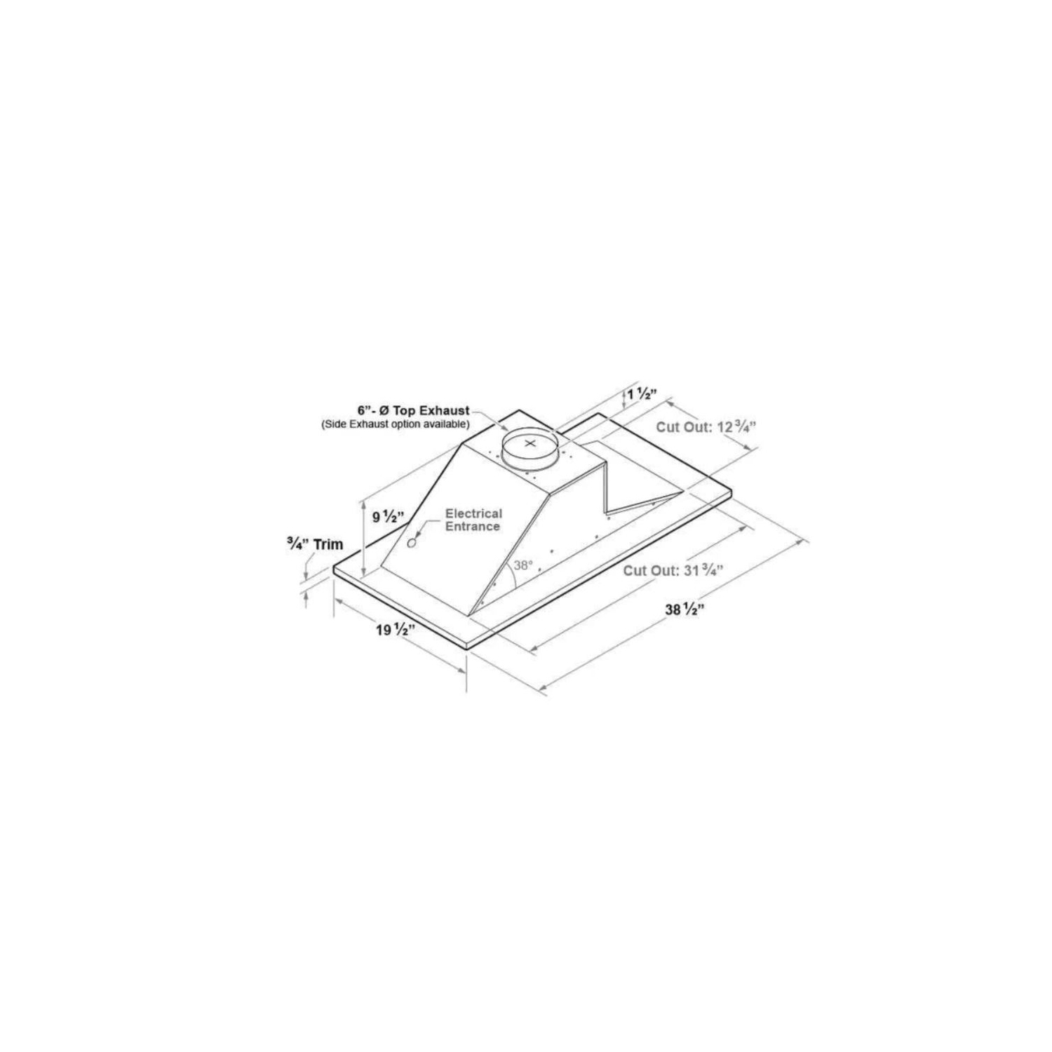 VICTORY 600 CFM Black Flush Ceiling Mount Range Hood- Sunset