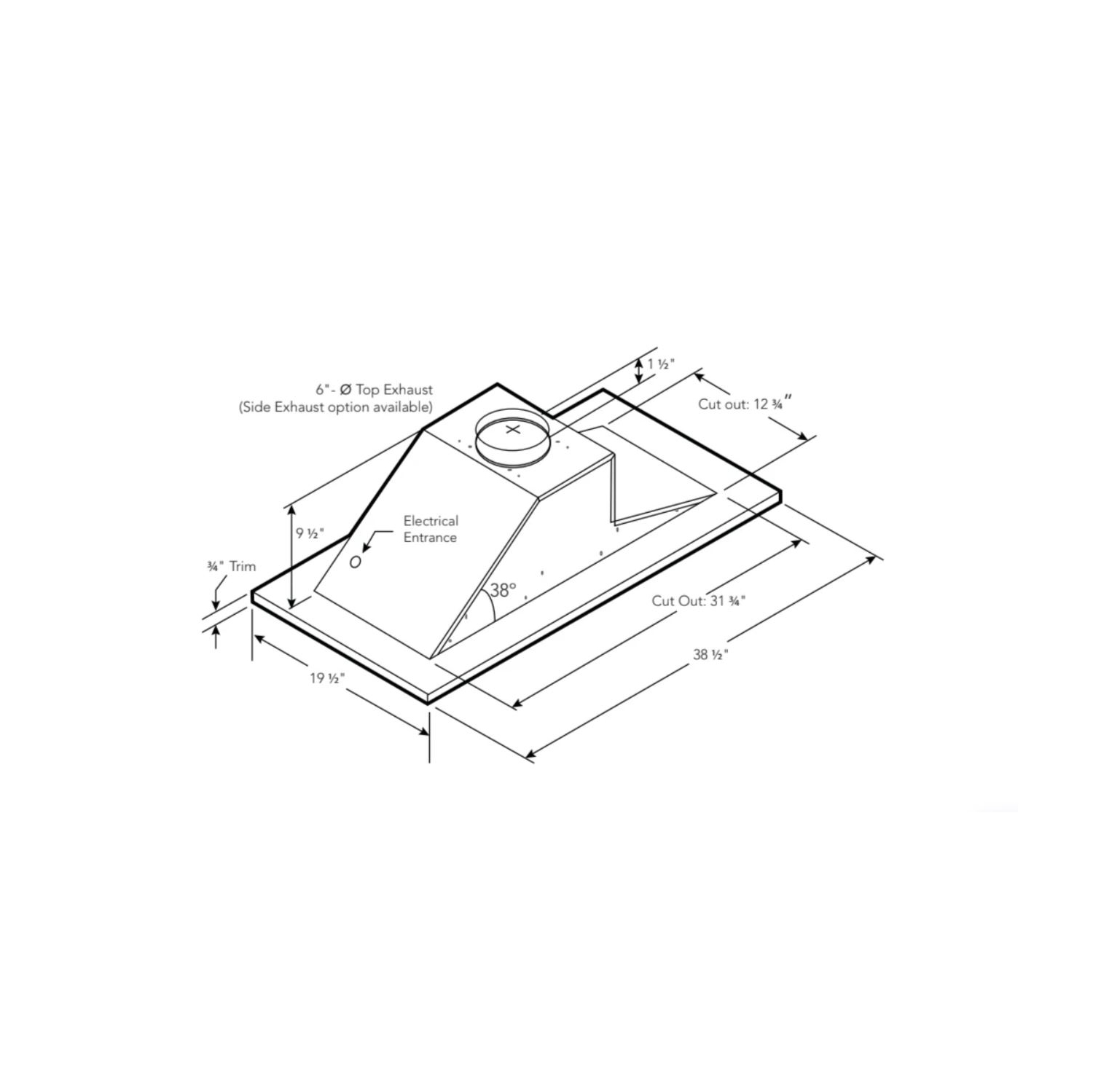VICTORY 600 CFM White Flush Ceiling Mount Range Hood- Sunset