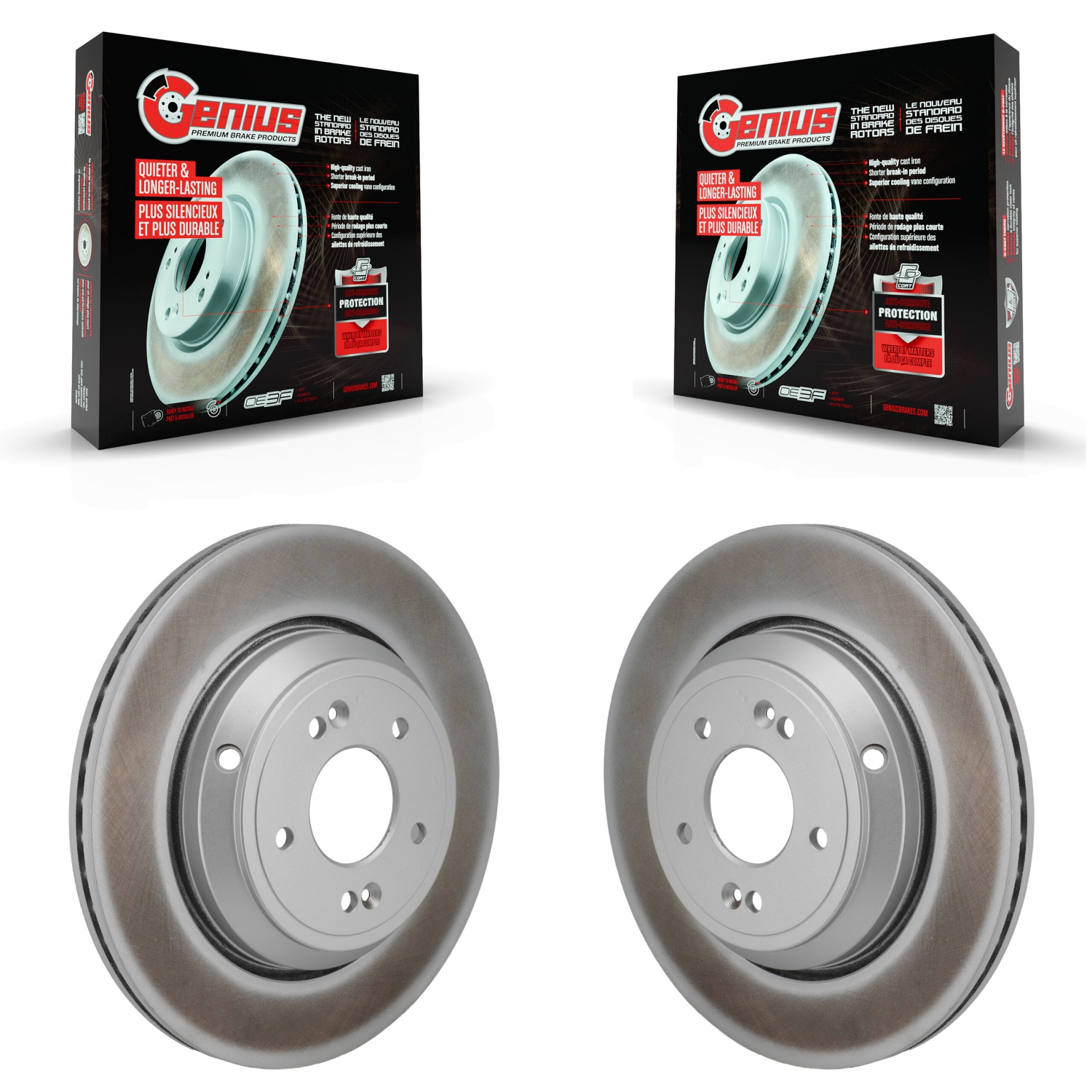 Rear Coated Disc Brake Rotors Pair For Genesis G70 Kia Stinger G80 KG-102013