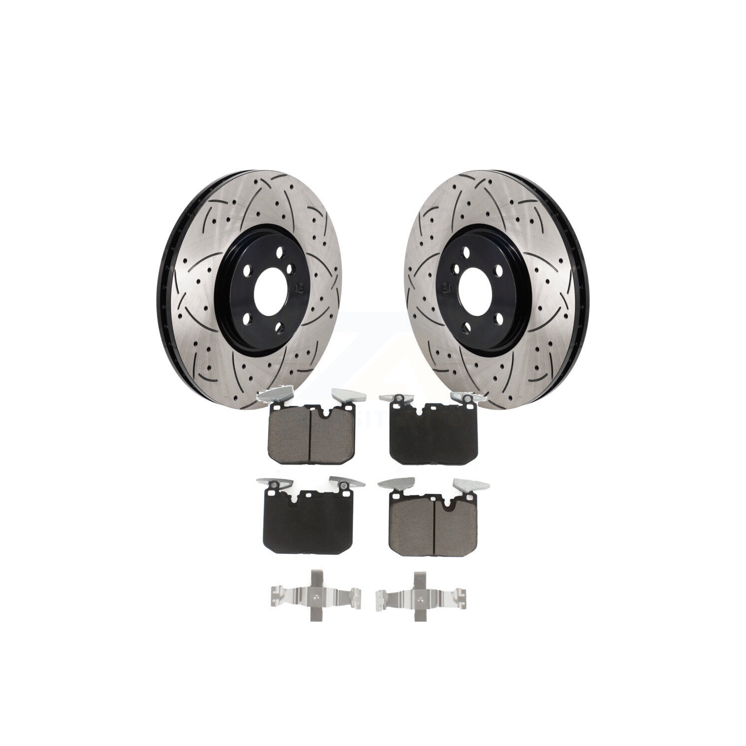 Front Drill Slot Brake Rotors Ceramic Pad Kit For 2020-2022 Mini Cooper John Works KDC-101162