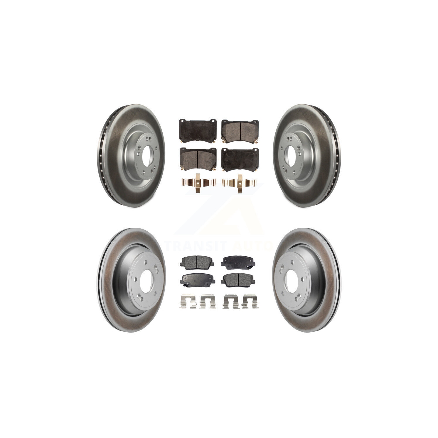 Front Rear Coated Disc Brake Rotors And Ceramic Pads Kit For 2011 Hyundai Equus KGT-103400