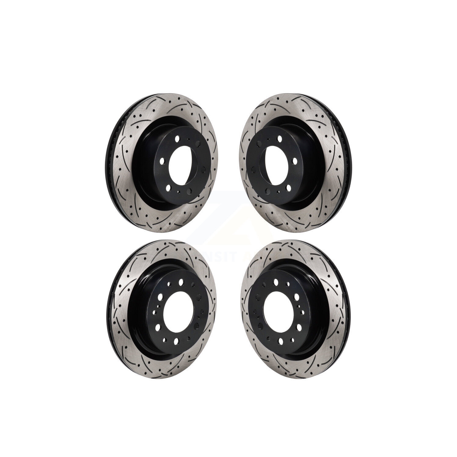 Front Rear Coated Drilled Slot Disc Brake Rotors Kit For Toyota Tundra Sequoia Lexus LX600 KD-100674