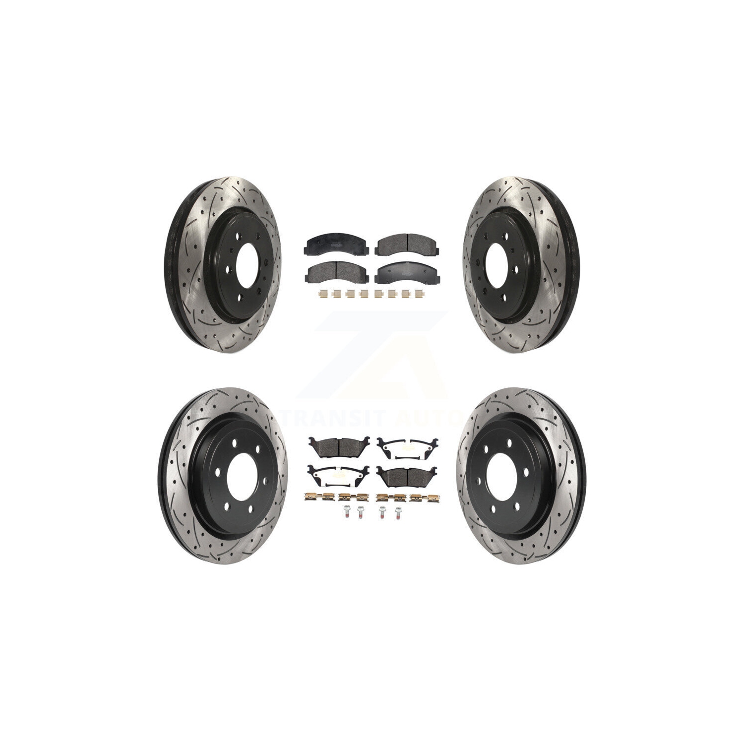 Jeu de plaquettes semi-métalliques pour disque de frein à fente de perceuse arrière avant pour Ford F-150 Expedition Lincoln KDF-101193