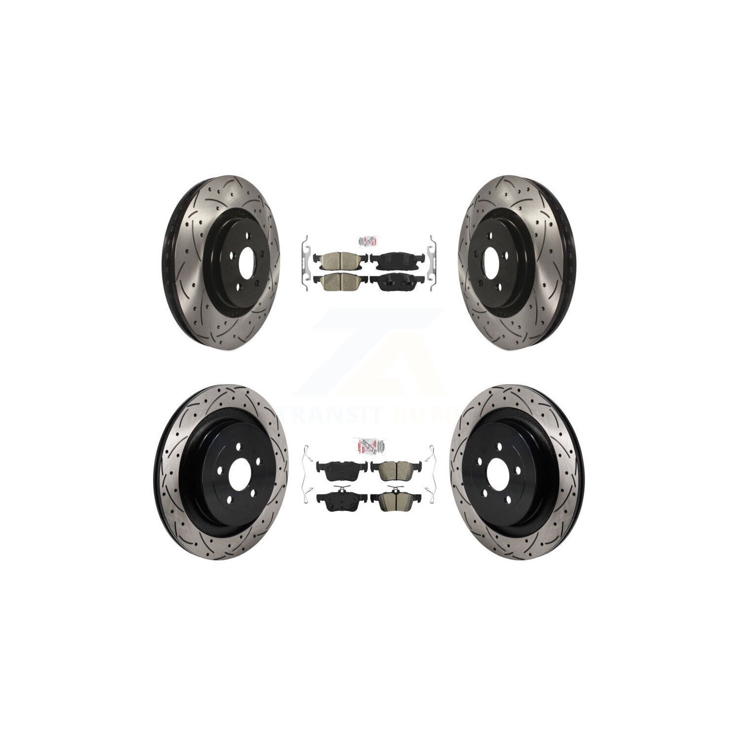 Front Ceramic Rear Semi-Metallic Pad Drill Slot Disc Brake Rotor Kit For Lincoln Nautilus KDA-103092