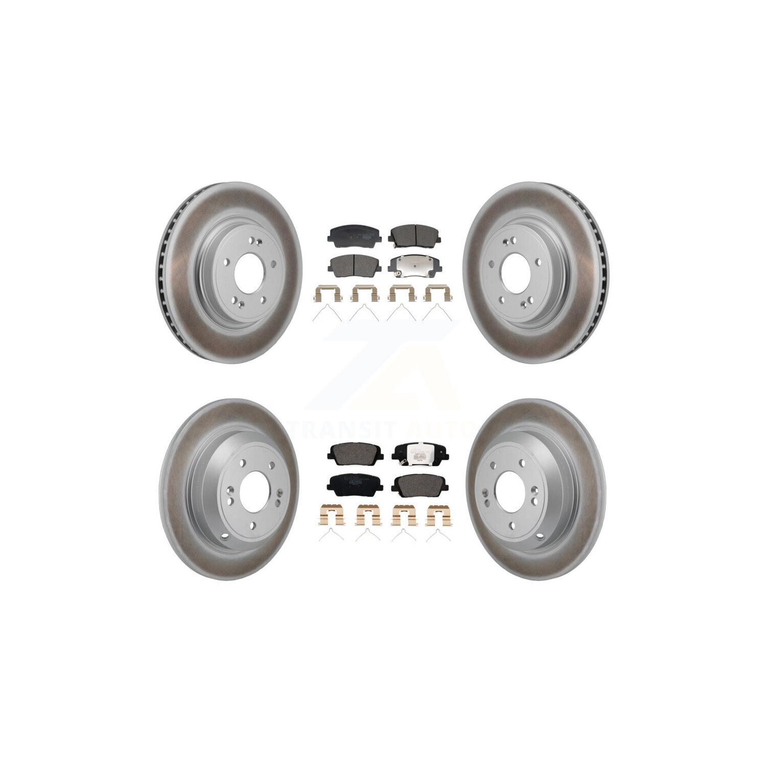 Front Rear Coated Disc Brake Rotors And Ceramic Pads Kit For Genesis G70 Kia Stinger KGT-103314