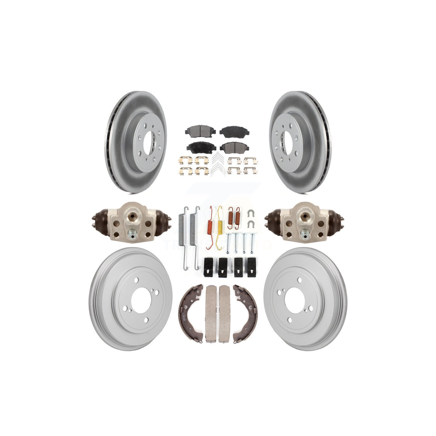 Front Rear Coat Disc Brake Rotor Semi-Metallic Pad Drum Kit For 2015-2019 Honda Fit KGF-103358