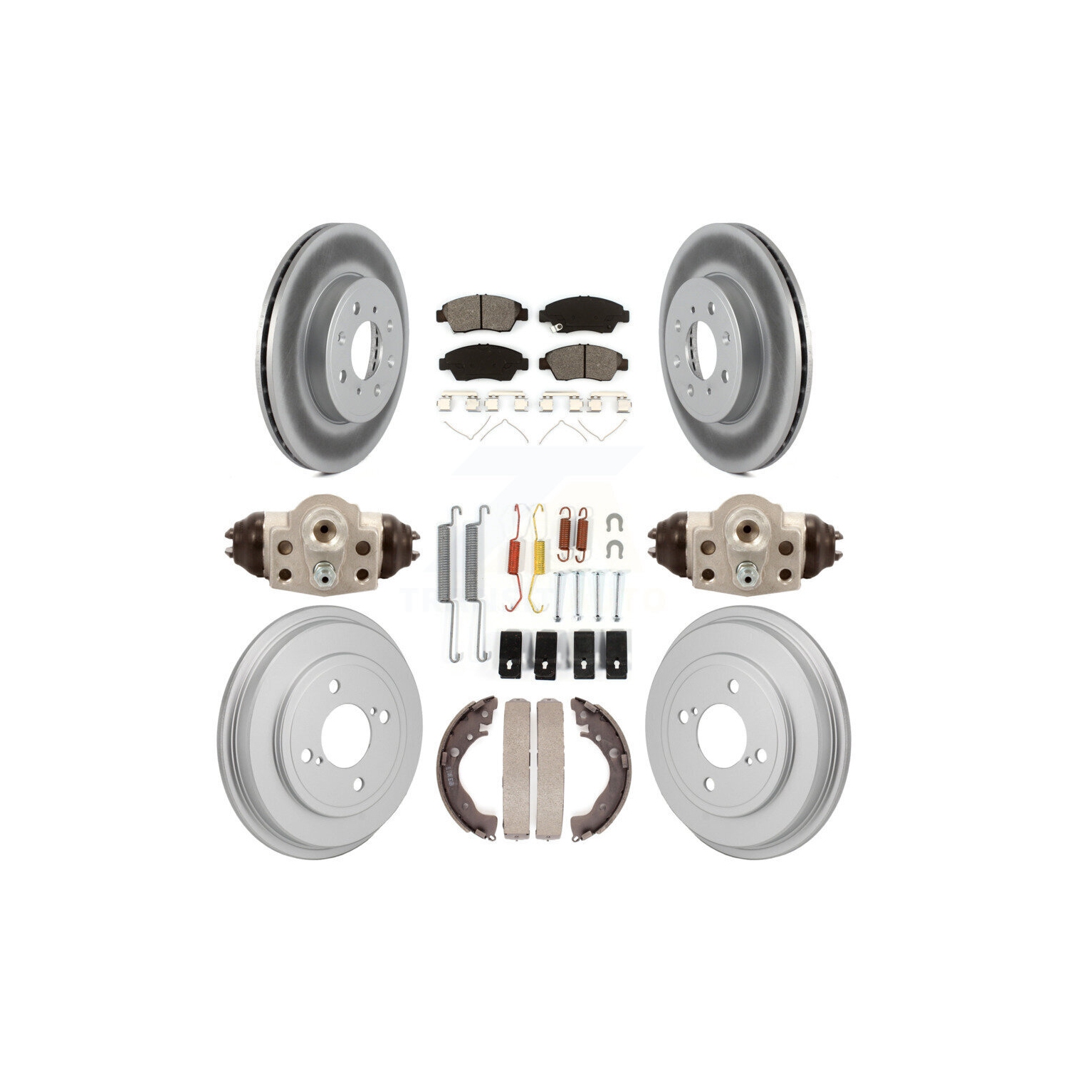 Front Rear Coat Disc Brake Rotor Semi-Metallic Pad Drum Kit For 2015-2019 Honda Fit KGS-102902