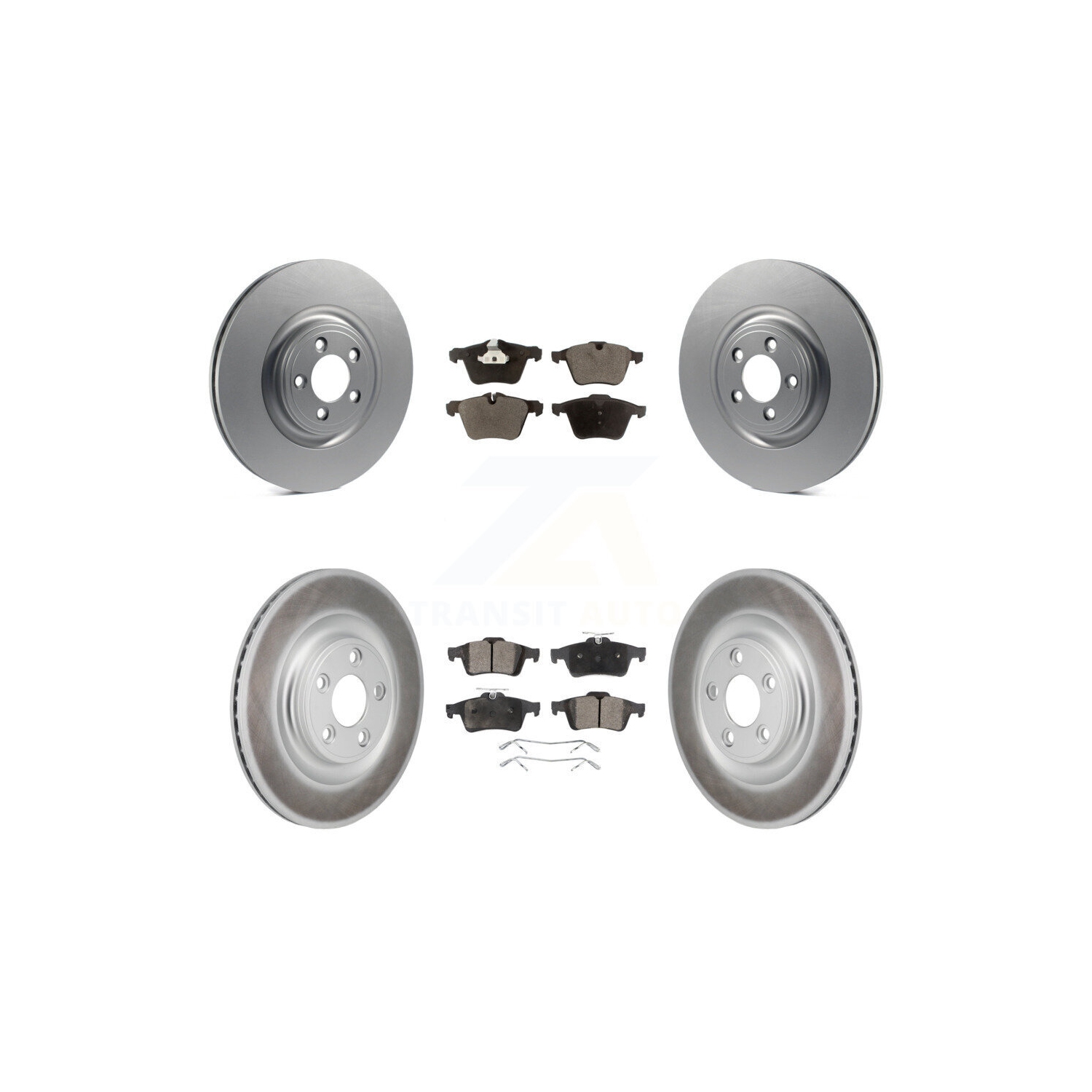 Front Rear Coat Brake Rotors Ceramic Pad Kit For 2016 Jaguar XJ With Manual Parking KGT-103406
