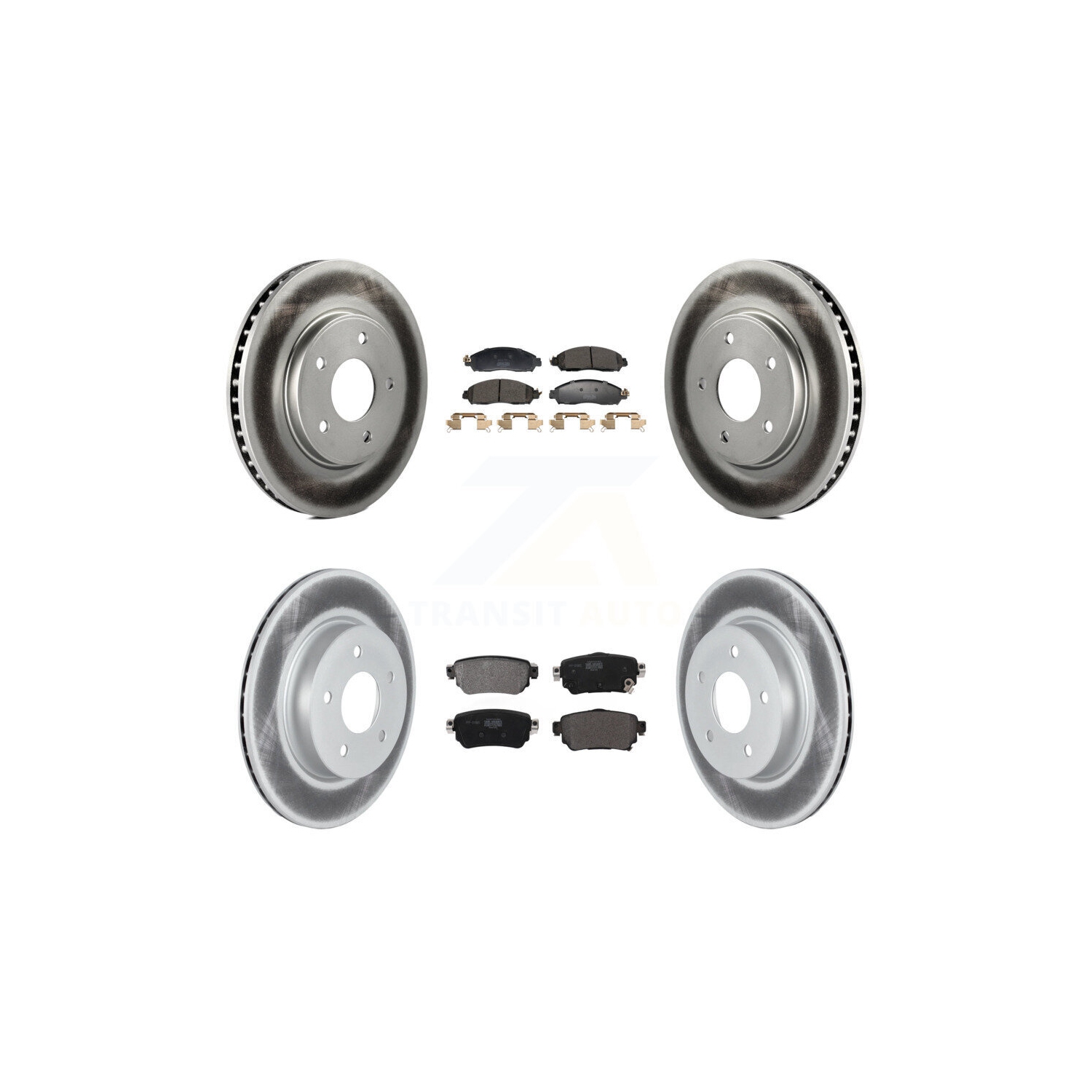 Front Rear Coated Disc Brake Rotors And Semi-Metallic Pads Kit For Nissan LEAF KGF-102977