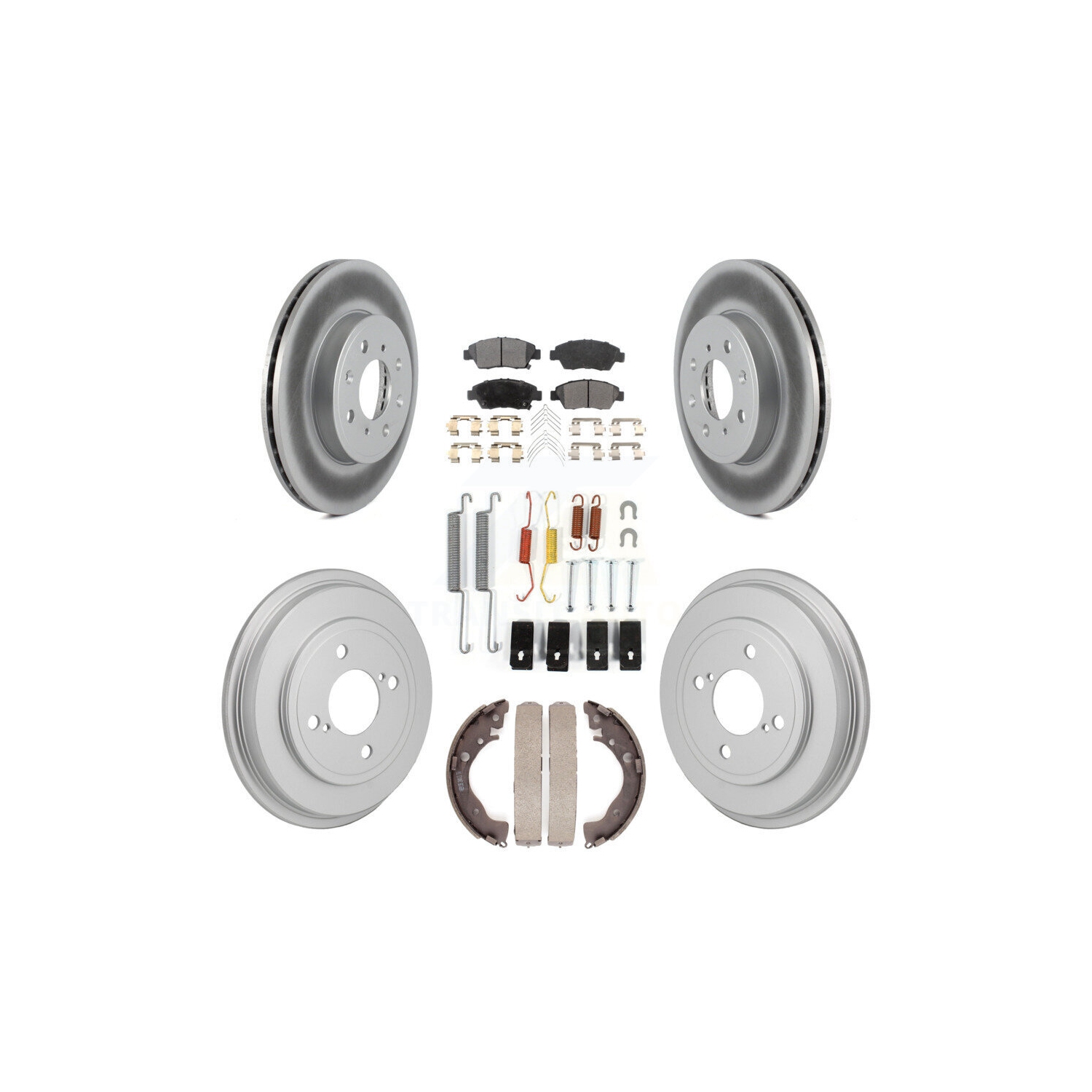 Front Rear Coat Disc Brake Rotor Semi-Metallic Pad Drum Kit For 2015-2020 Honda Fit KGF-103329