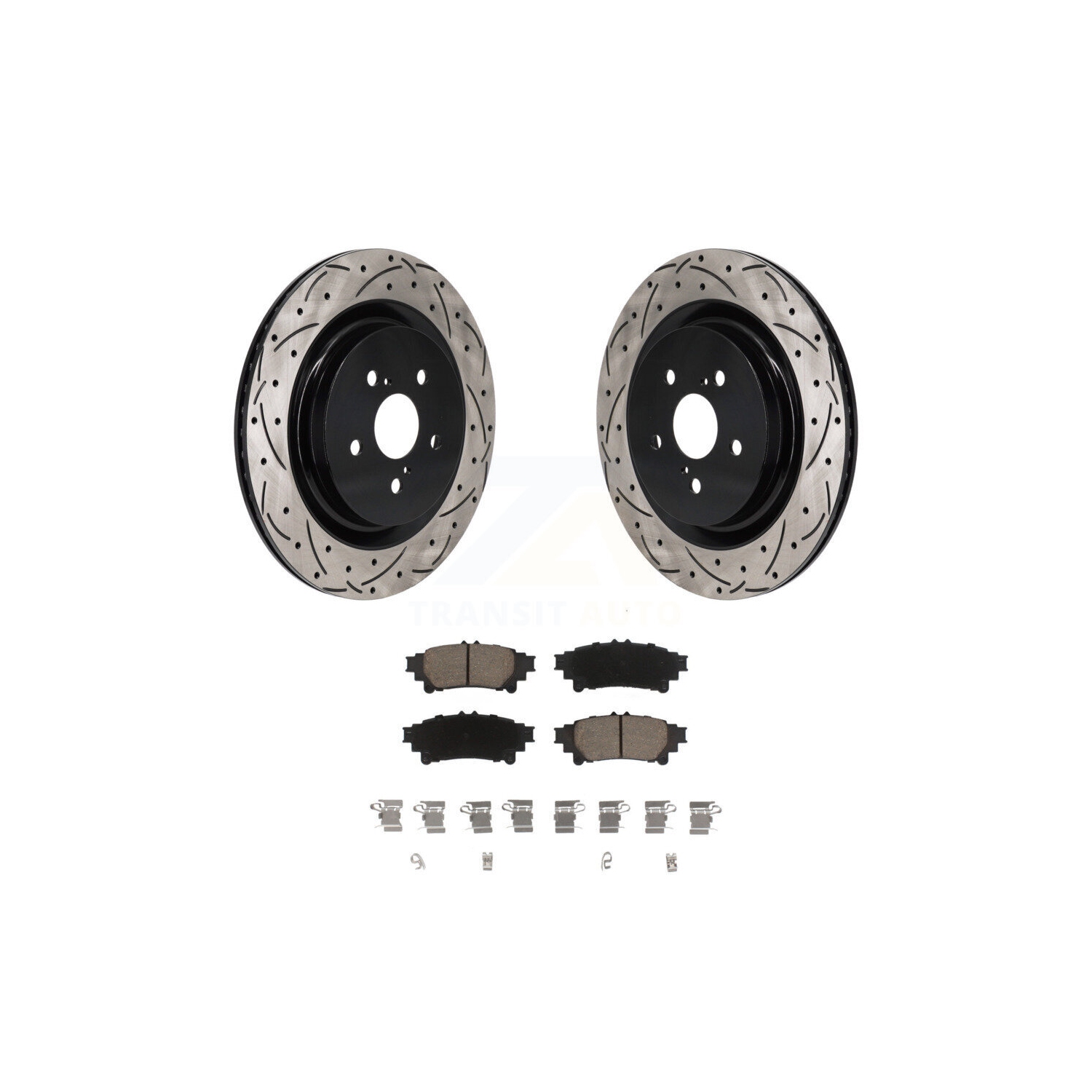 Ensemble de disques de frein perforés avec revêtement arrière et plaquettes en céramique pour Toyota Highlander KDC-101269