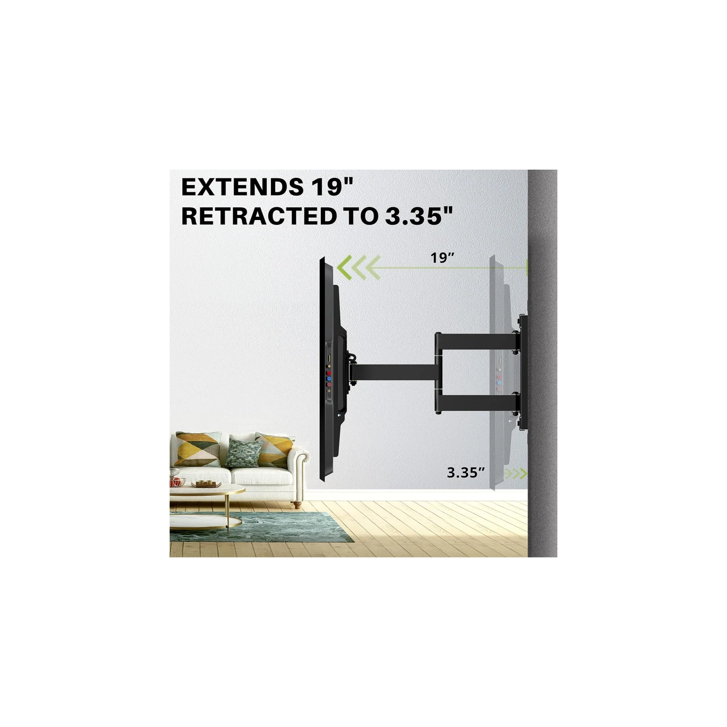 Full Motion TV Wall Mount Bracket for 32-90 Inch TVs | Sliding Design, Fits 16-24 Inch Studs, Swivel & Articulating Arms, VESA 600x400mm, Holds 150lbs