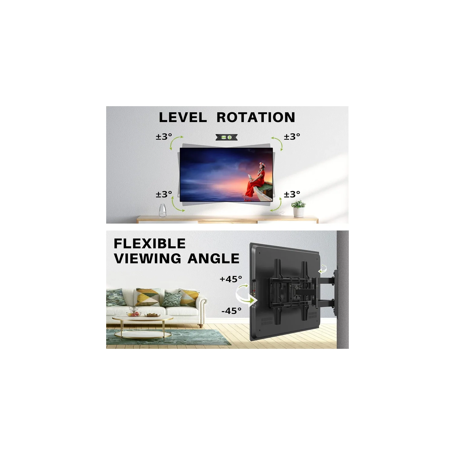 Full Motion TV Wall Mount Bracket for 32-90 Inch TVs | Sliding Design, Fits 16-24 Inch Studs, Swivel & Articulating Arms, VESA 600x400mm, Holds 150lbs