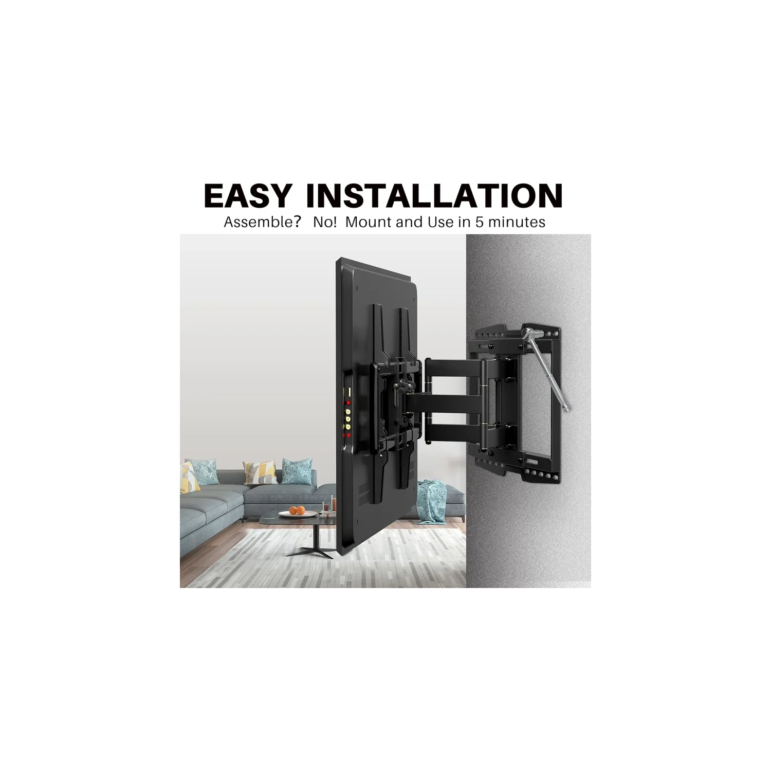 Full Motion TV Wall Mount Bracket for 32-90 Inch TVs | Sliding Design, Fits 16-24 Inch Studs, Swivel & Articulating Arms, VESA 600x400mm, Holds 150lbs