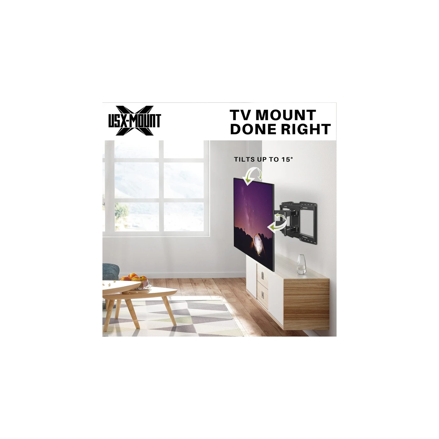 Full Motion TV Wall Mount Bracket for 32-90 Inch TVs | Sliding Design, Fits 16-24 Inch Studs, Swivel & Articulating Arms, VESA 600x400mm, Holds 150lbs