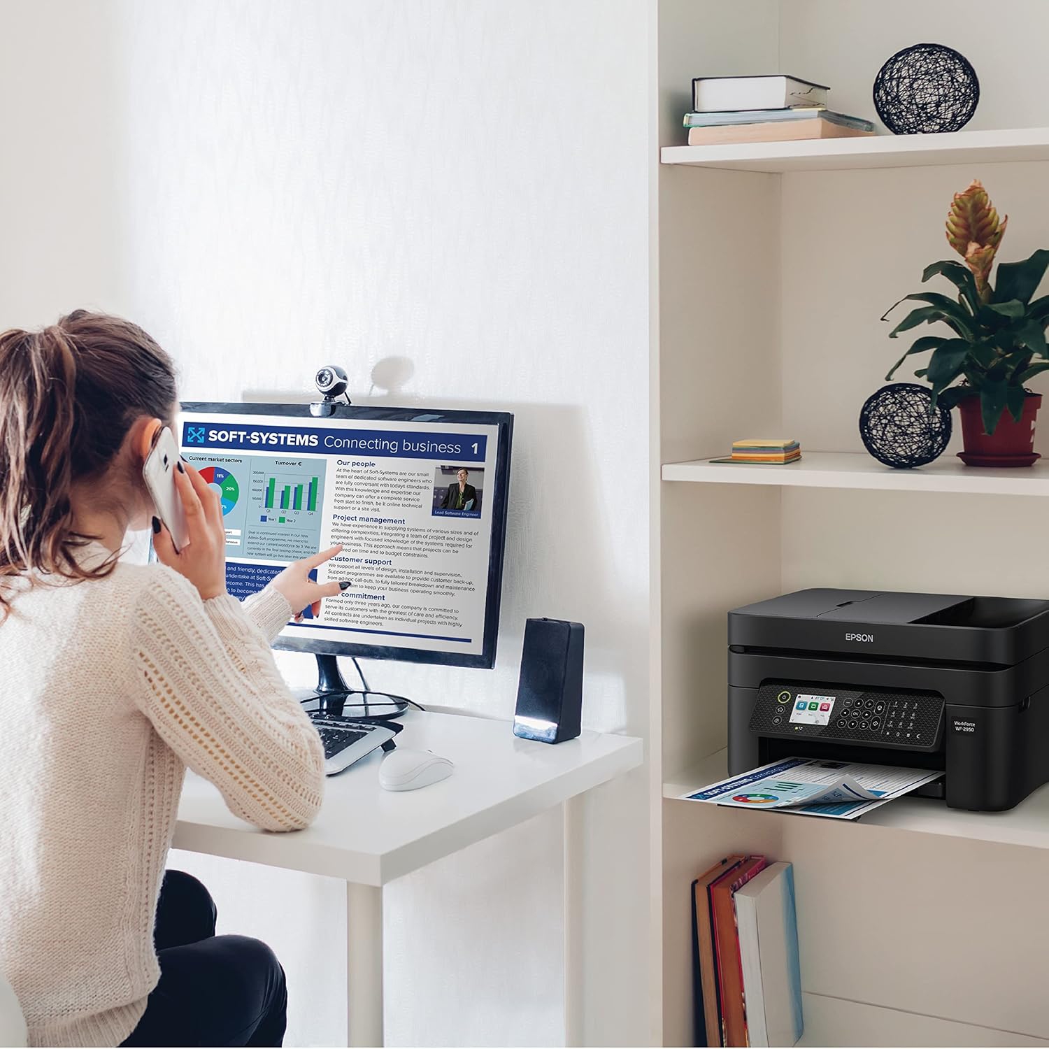 Imprimante tout-en-un sans fil WorkForce WF-2950 d'Epson avec numérisation, photocopie, télécopie, alimentateur automatique de documents, 2