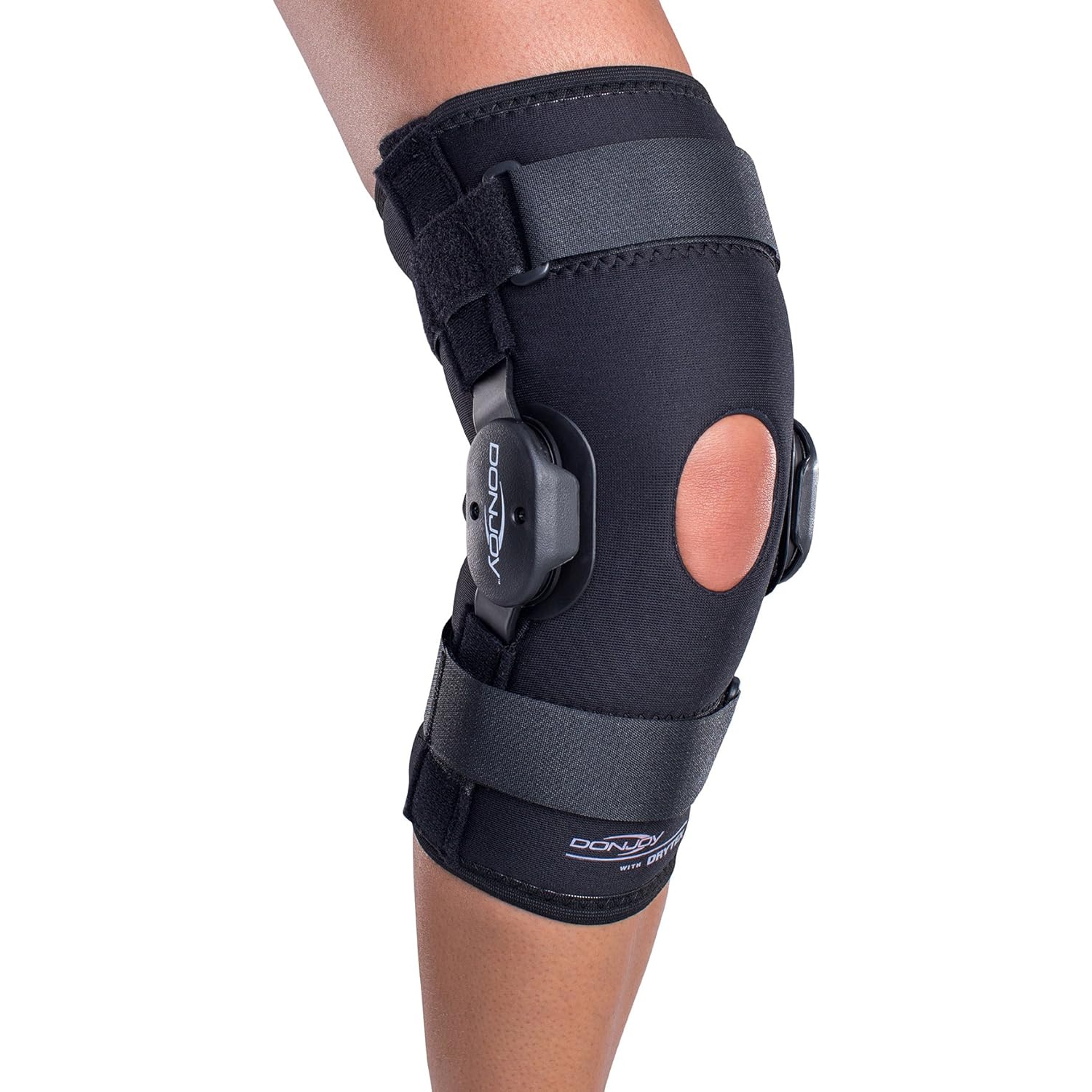 DonJoy Deluxe Hinged Knee Brace, Drytex Sleeve, Open Popliteal