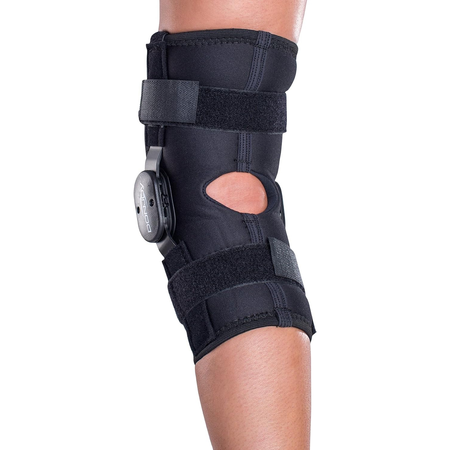 DonJoy Deluxe Hinged Knee Brace, Drytex Sleeve, Open Popliteal